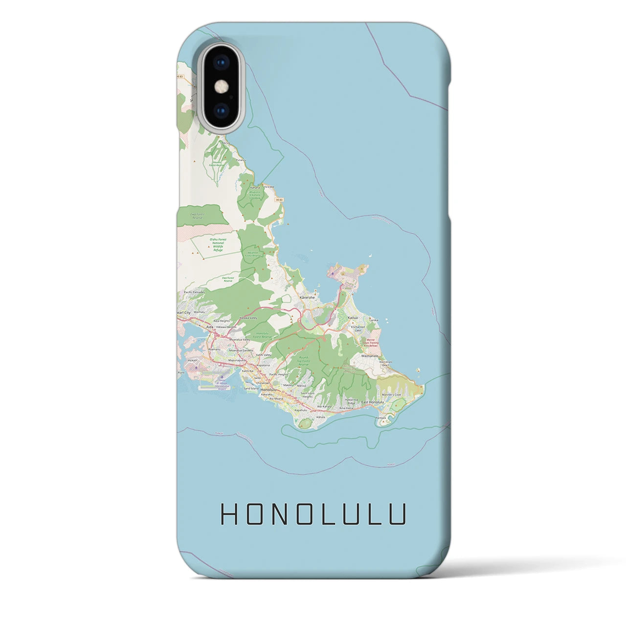 【ホノルル2(アメリカ)】地図柄iPhoneケース(バックカバータイプ)