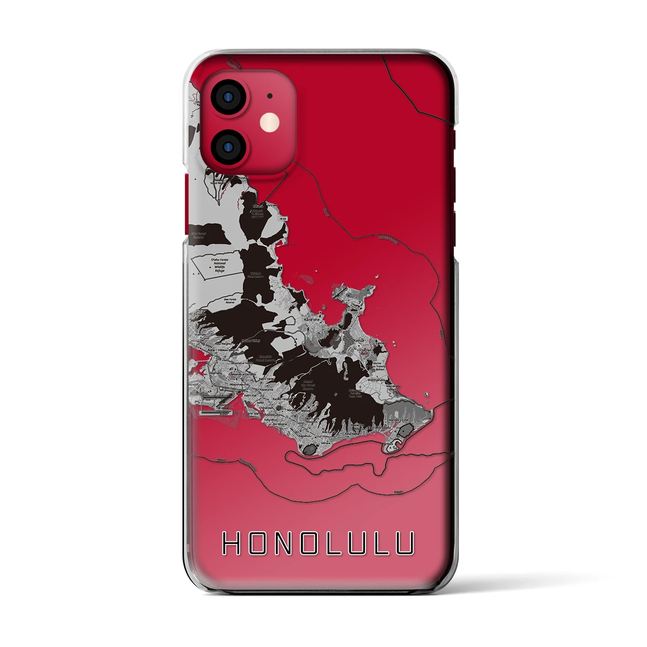 【ホノルル2(アメリカ)】地図柄iPhoneケース(クリアタイプ)