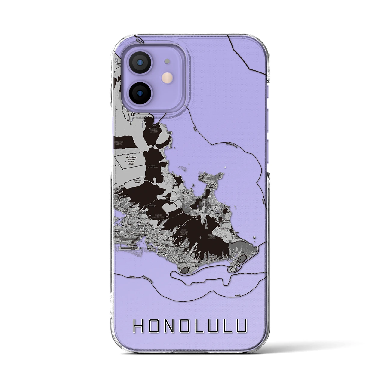【ホノルル2(アメリカ)】地図柄iPhoneケース(クリアタイプ)