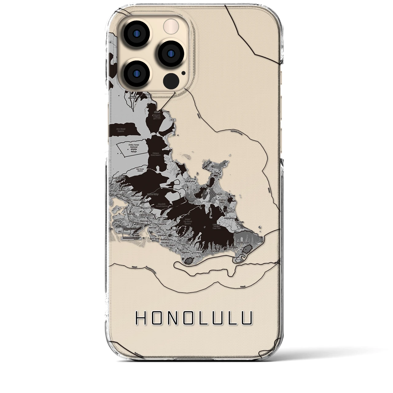 【ホノルル2(アメリカ)】地図柄iPhoneケース(クリアタイプ)