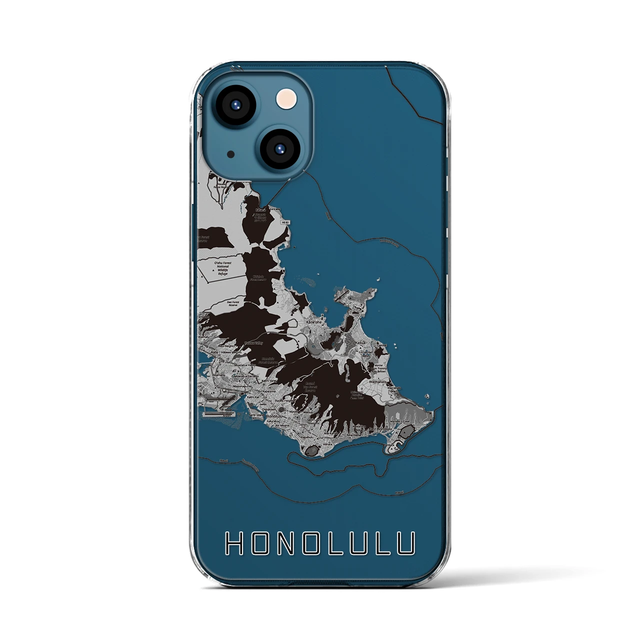 【ホノルル2(アメリカ)】地図柄iPhoneケース(クリアタイプ)