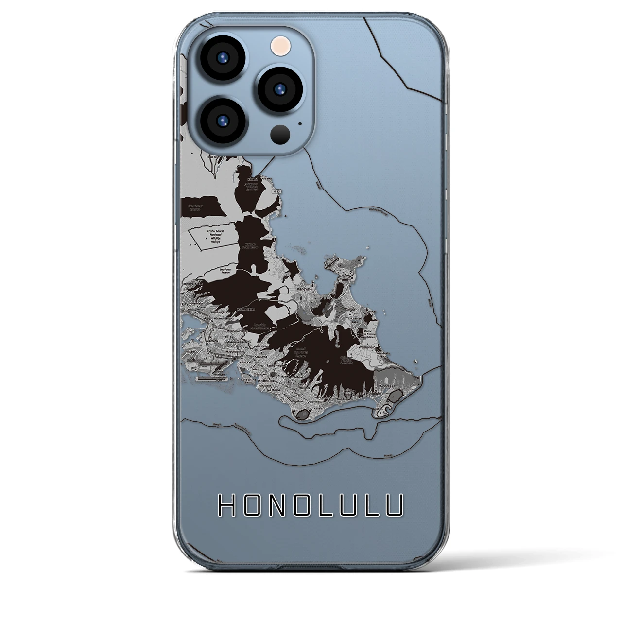 【ホノルル2(アメリカ)】地図柄iPhoneケース(クリアタイプ)