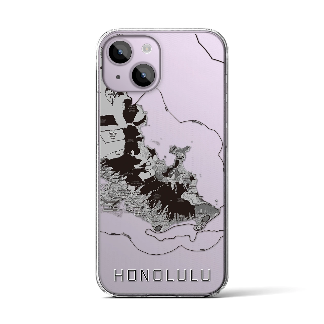 【ホノルル2(アメリカ)】地図柄iPhoneケース(クリアタイプ)