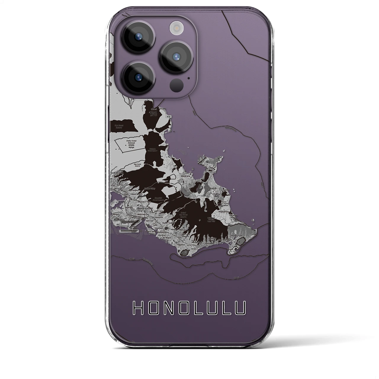 【ホノルル2(アメリカ)】地図柄iPhoneケース(クリアタイプ)