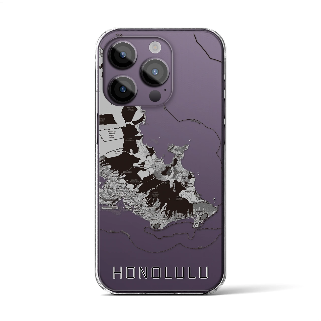 【ホノルル2(アメリカ)】地図柄iPhoneケース(クリアタイプ)
