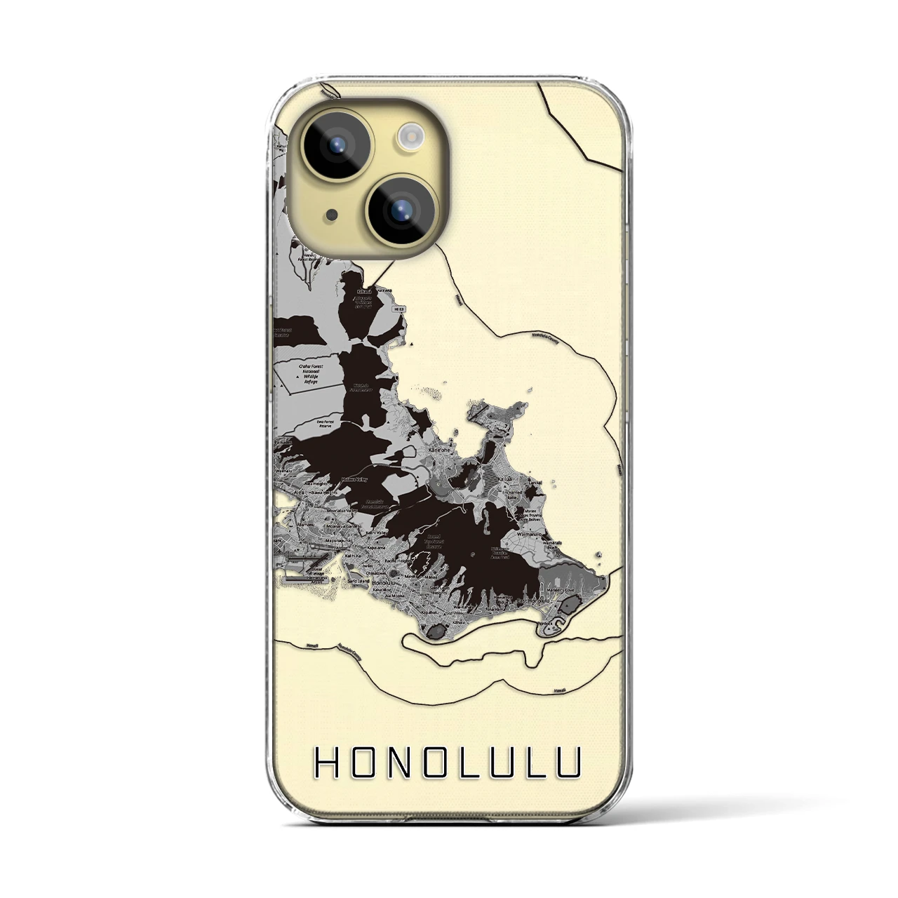 【ホノルル2(アメリカ)】地図柄iPhoneケース(クリアタイプ)