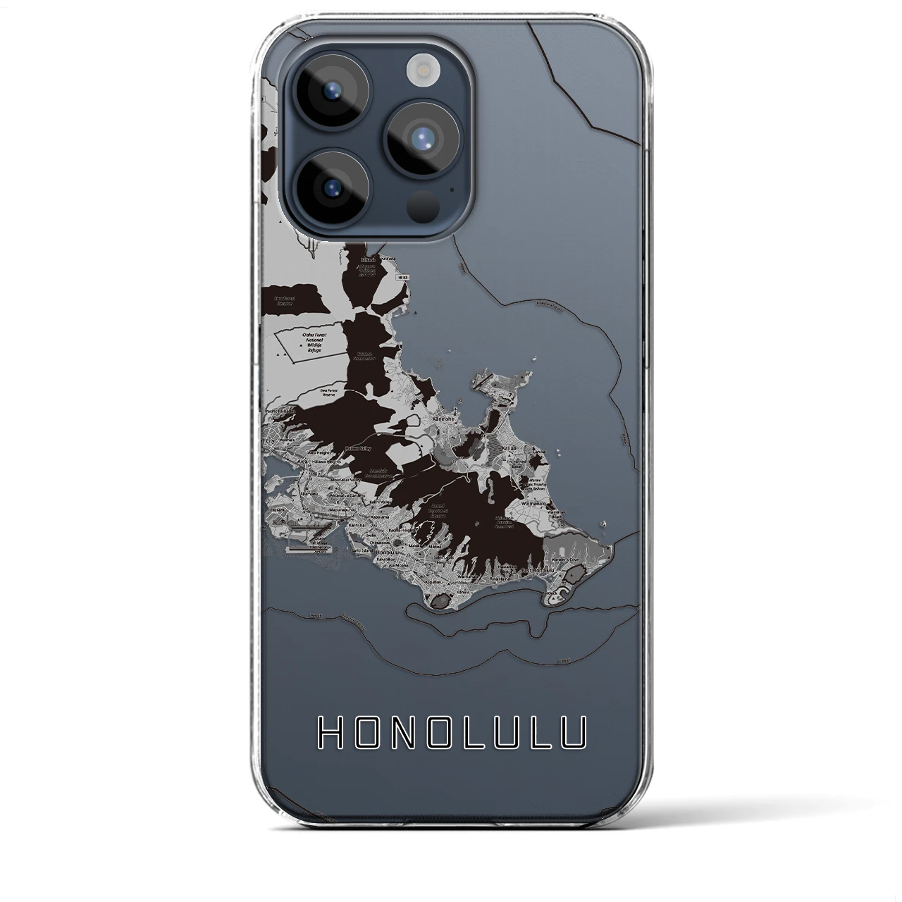 【ホノルル2(アメリカ)】地図柄iPhoneケース(クリアタイプ)