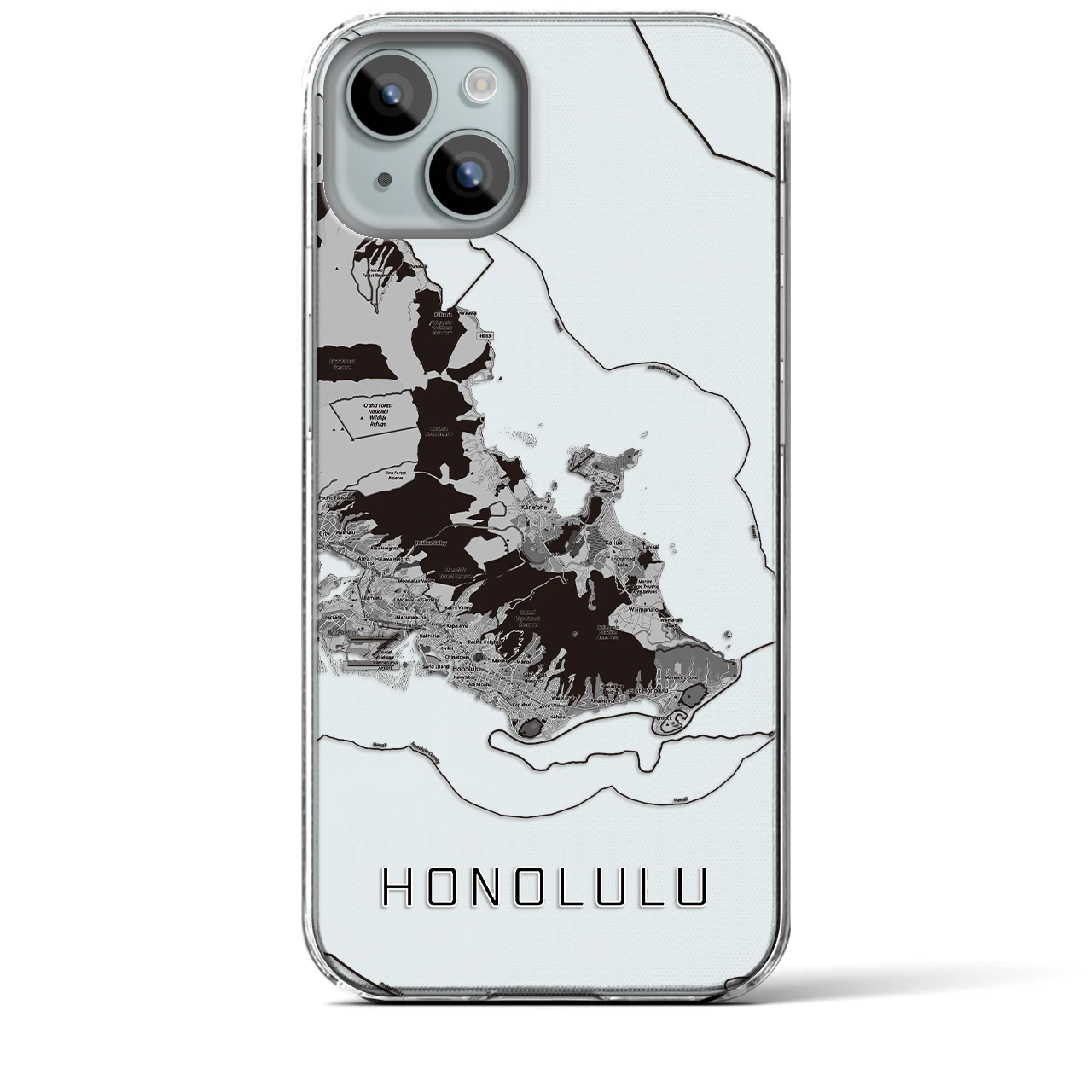 【ホノルル2(アメリカ)】地図柄iPhoneケース(クリアタイプ)