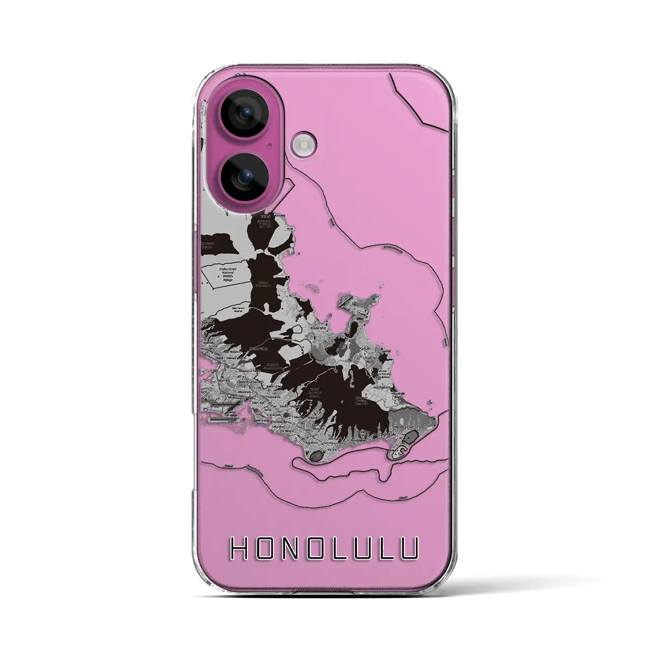 【ホノルル2(アメリカ)】地図柄iPhoneケース(クリアタイプ)