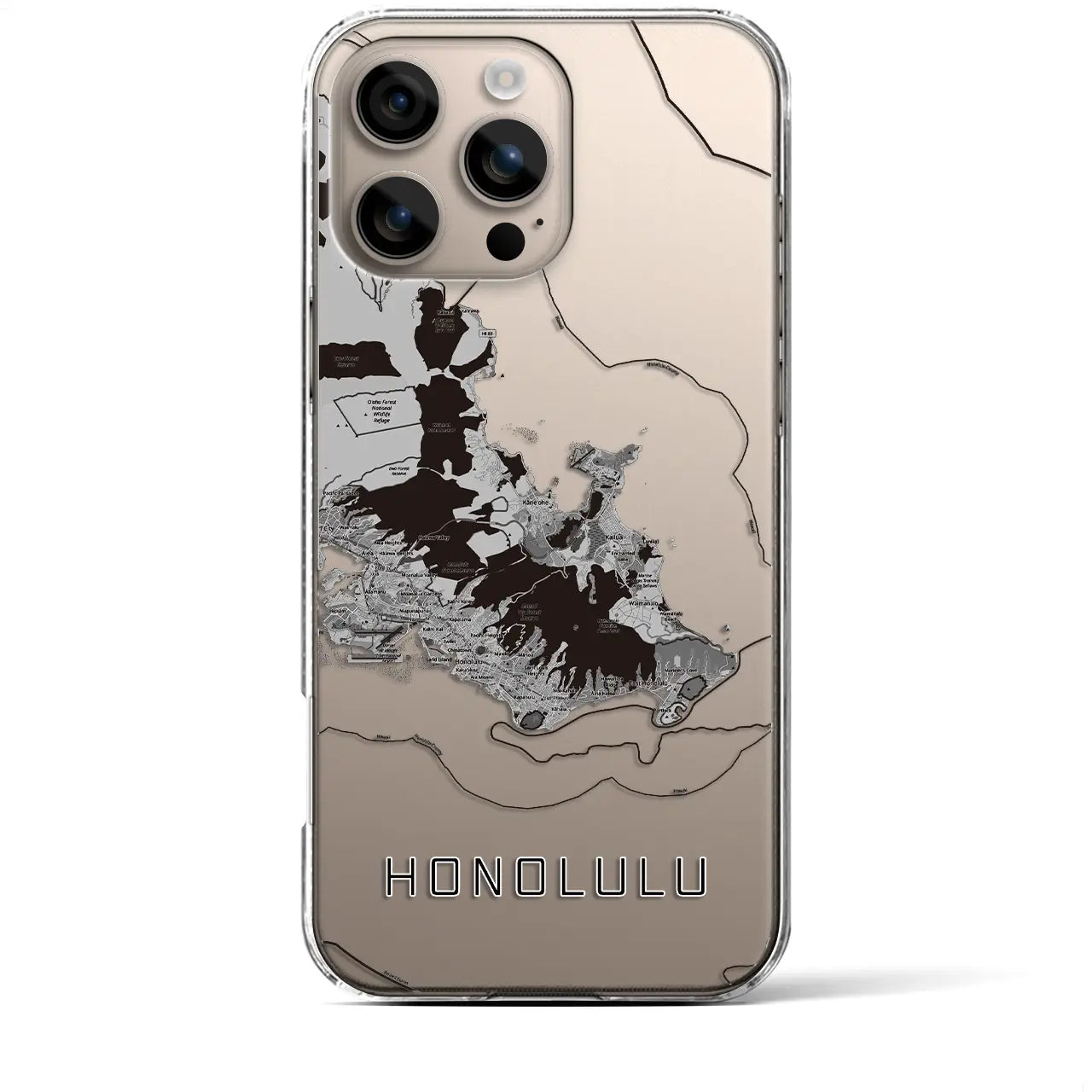 【ホノルル2(アメリカ)】地図柄iPhoneケース(クリアタイプ)