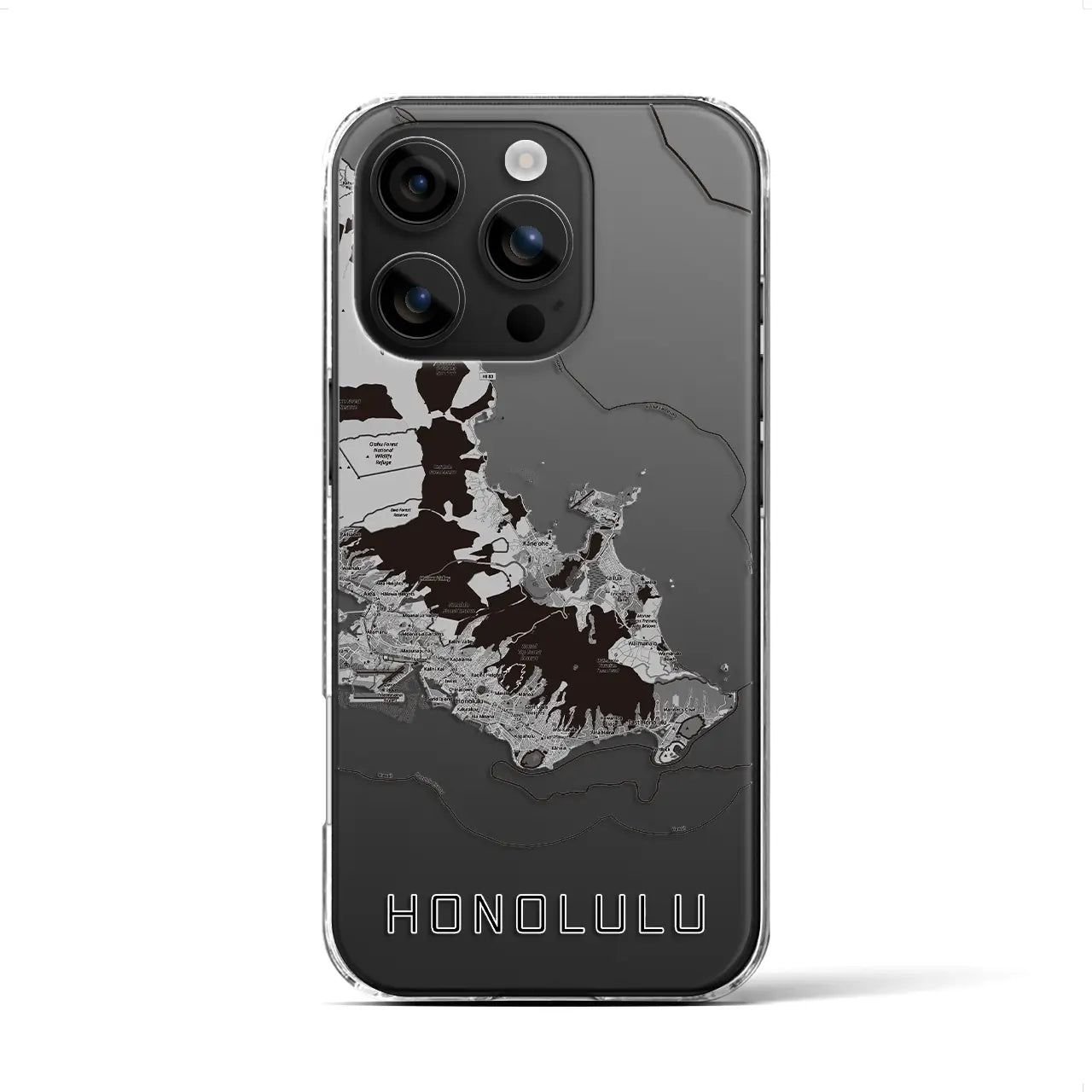 【ホノルル2(アメリカ)】地図柄iPhoneケース(クリアタイプ)