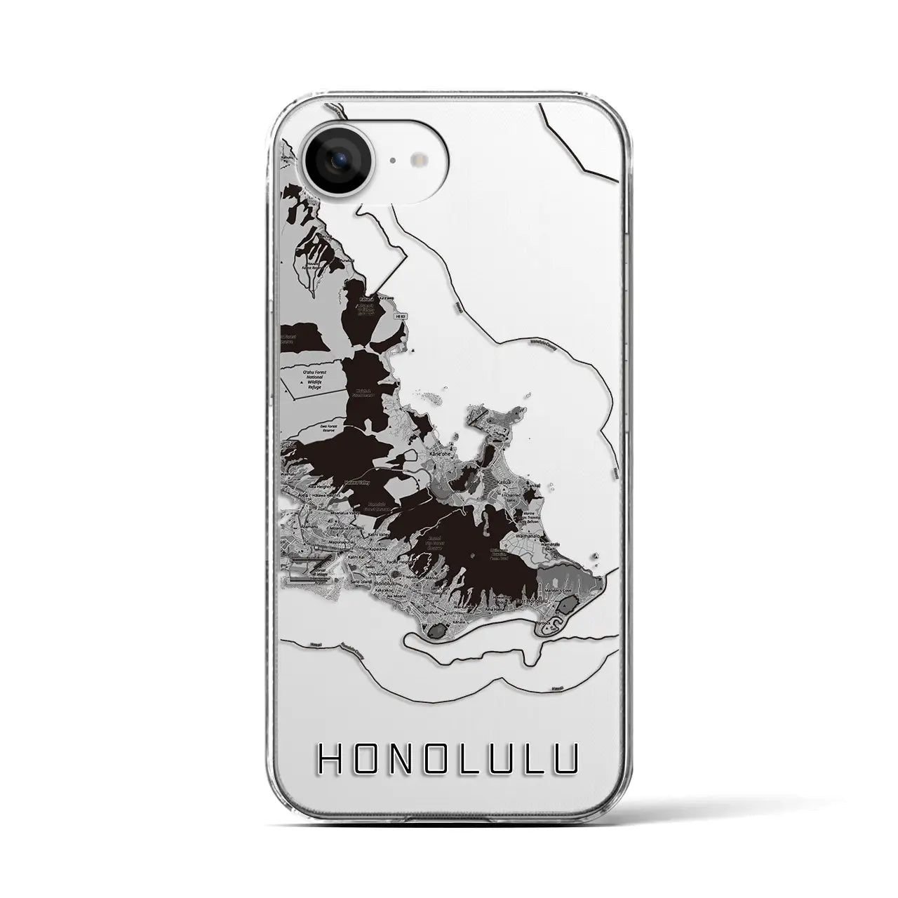 【ホノルル2(アメリカ)】地図柄iPhoneケース(クリアタイプ)