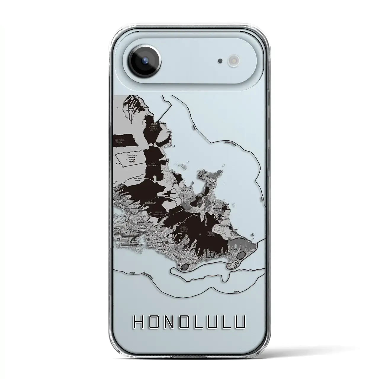 【ホノルル2(アメリカ)】地図柄iPhoneケース(クリアタイプ)モノトーン・iPhone 17 Pro Max 用