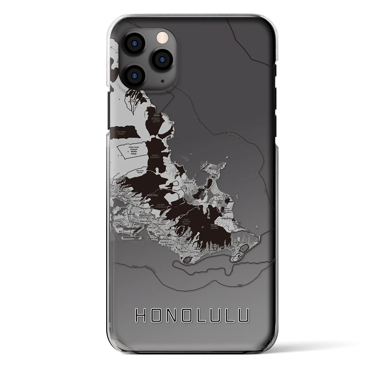 【ホノルル2(アメリカ)】地図柄iPhoneケース(クリアタイプ)