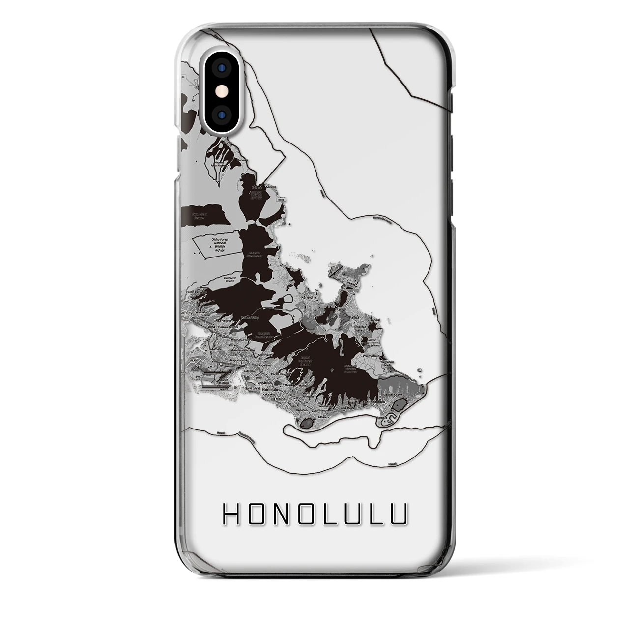 【ホノルル2(アメリカ)】地図柄iPhoneケース(クリアタイプ)