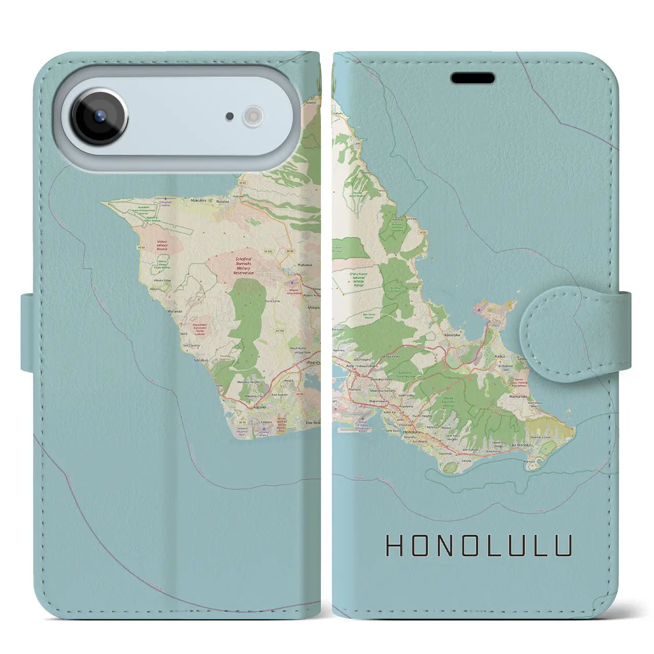 【ホノルル2(アメリカ)】地図柄iPhoneケース(手帳タイプ)