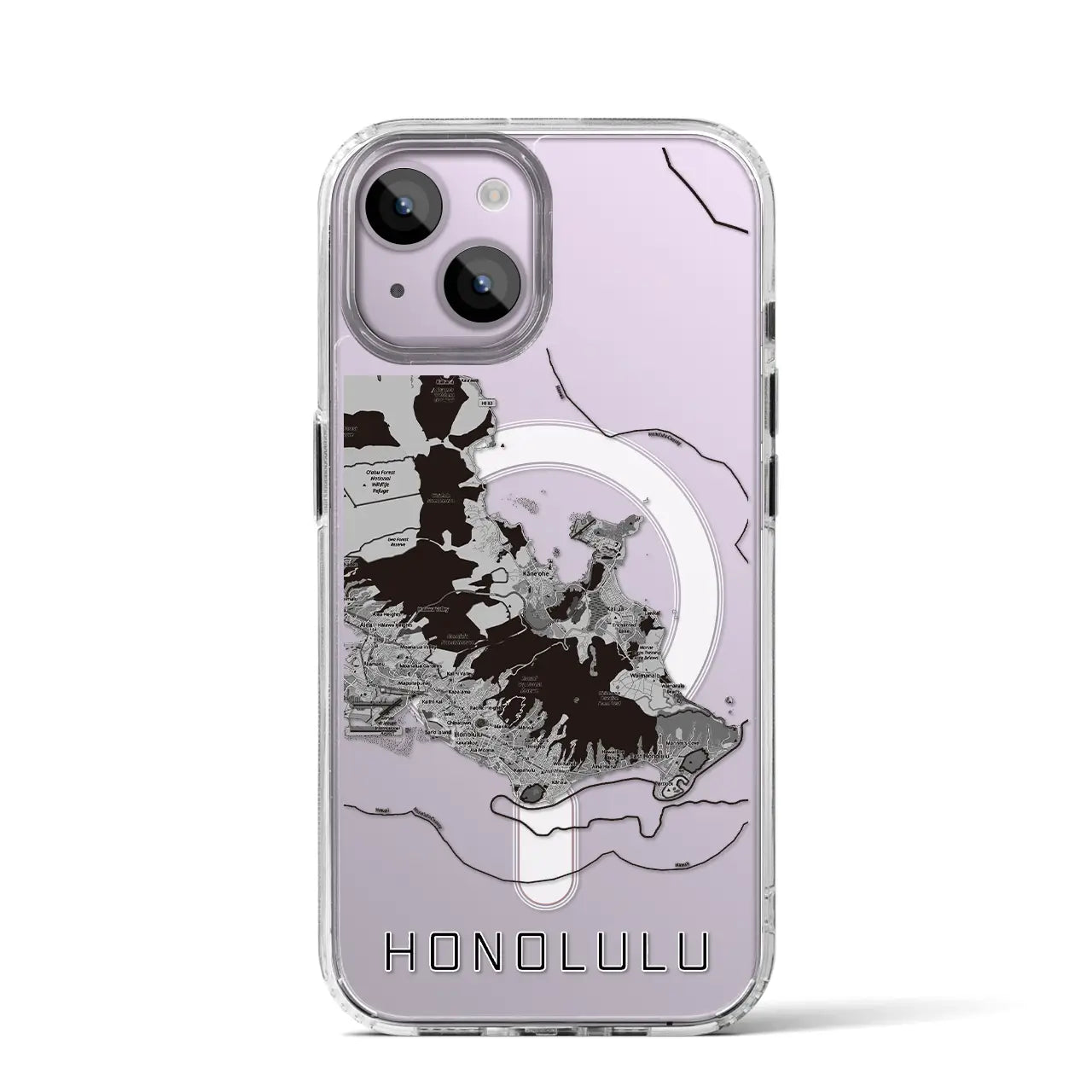 【ホノルル2(アメリカ)】地図柄iPhoneケース(MagSafeタイプ)