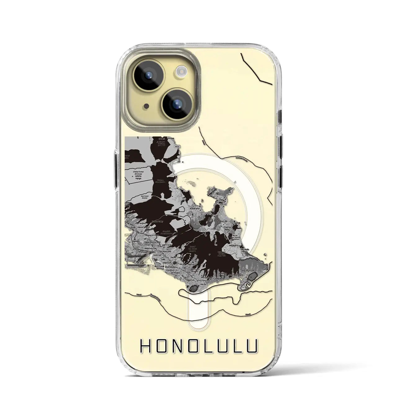 【ホノルル2(アメリカ)】地図柄iPhoneケース(MagSafeタイプ)