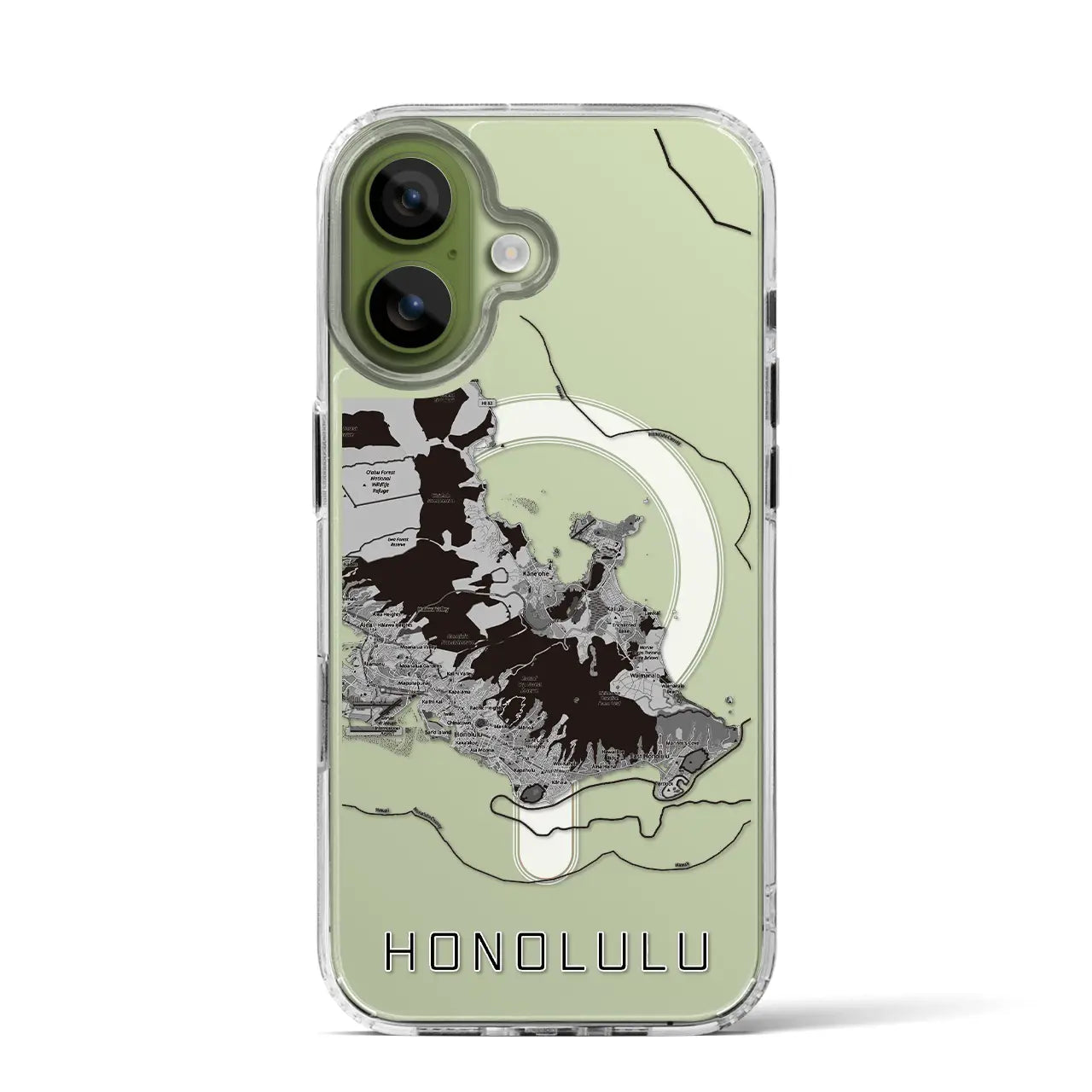 【ホノルル2(アメリカ)】地図柄iPhoneケース(MagSafeタイプ)