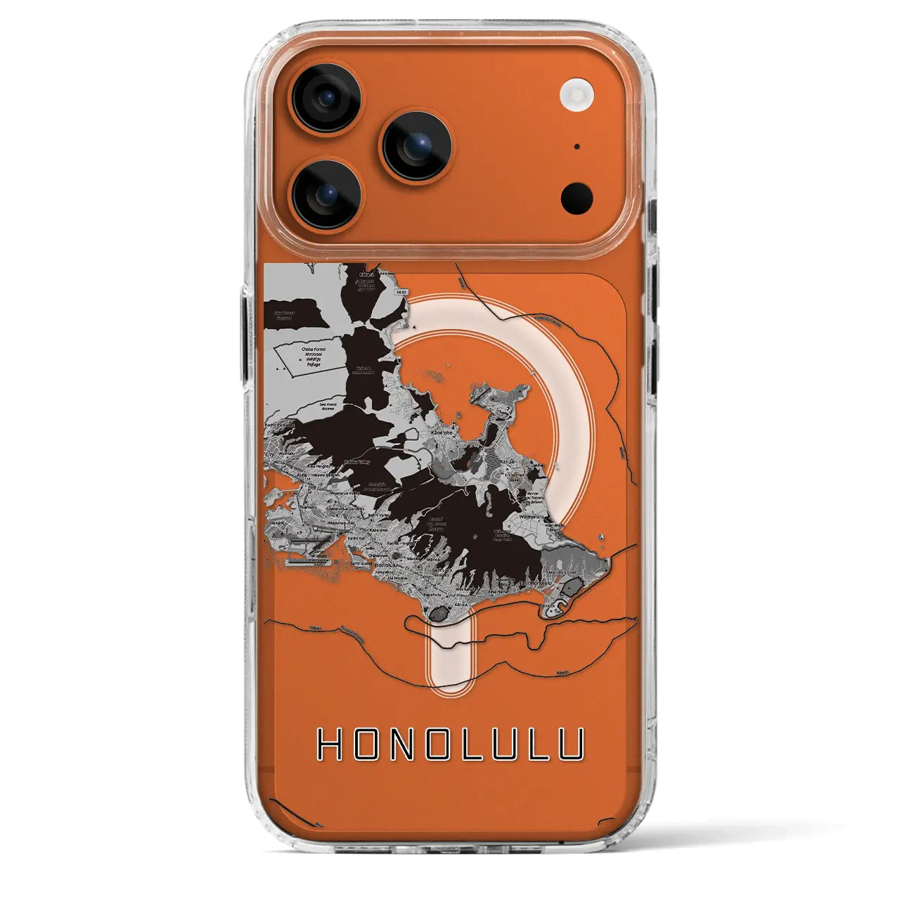 【ホノルル2(アメリカ)】地図柄iPhoneケース(MagSafeタイプ)