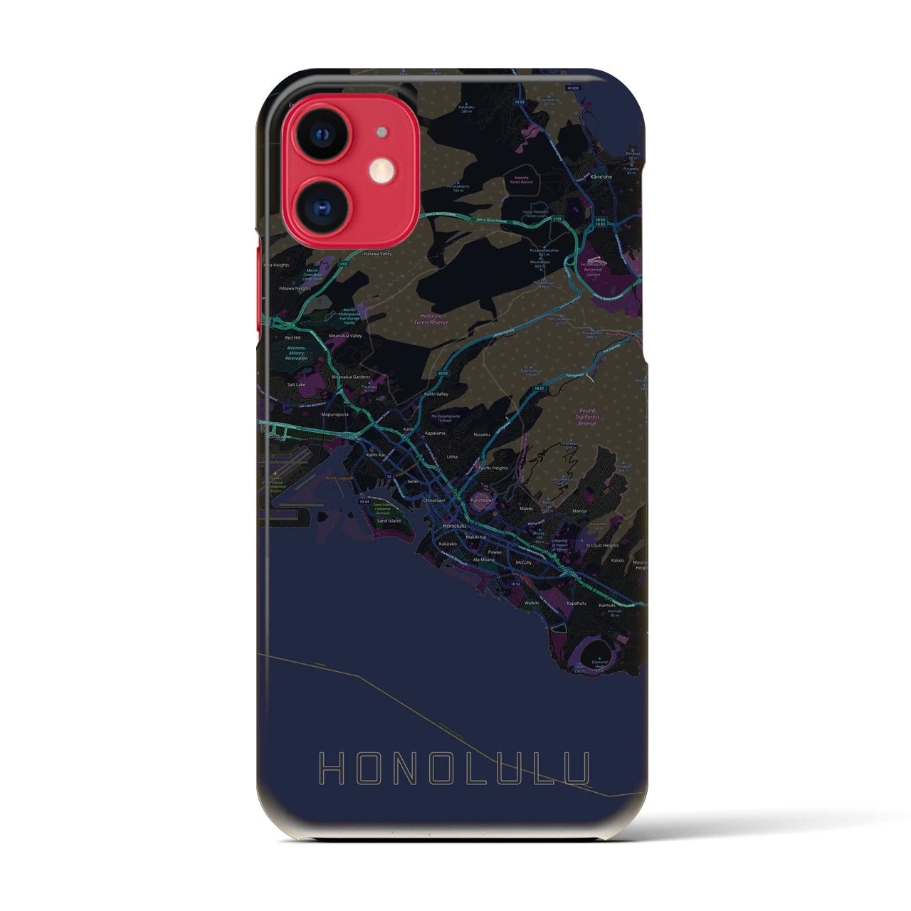 【ホノルル(アメリカ)】地図柄iPhoneケース(バックカバータイプ)