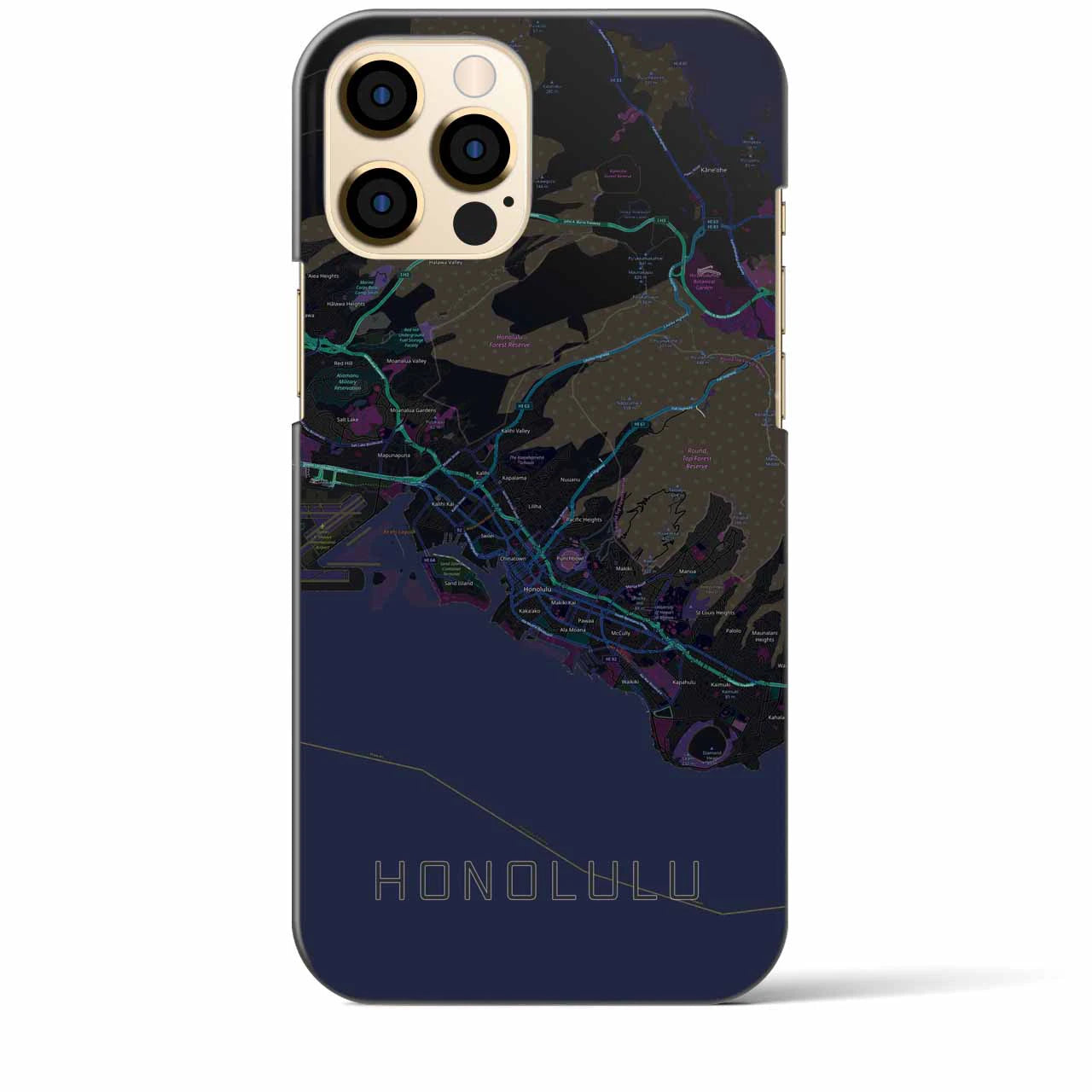 【ホノルル(アメリカ)】地図柄iPhoneケース(バックカバータイプ)
