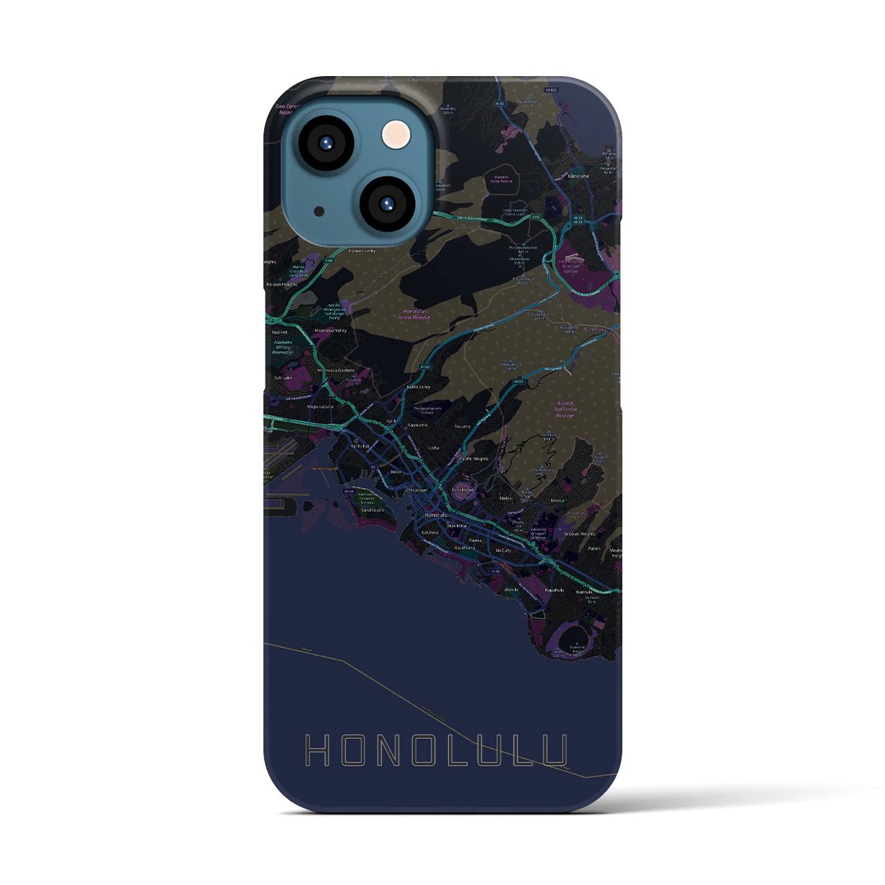 【ホノルル(アメリカ)】地図柄iPhoneケース(バックカバータイプ)