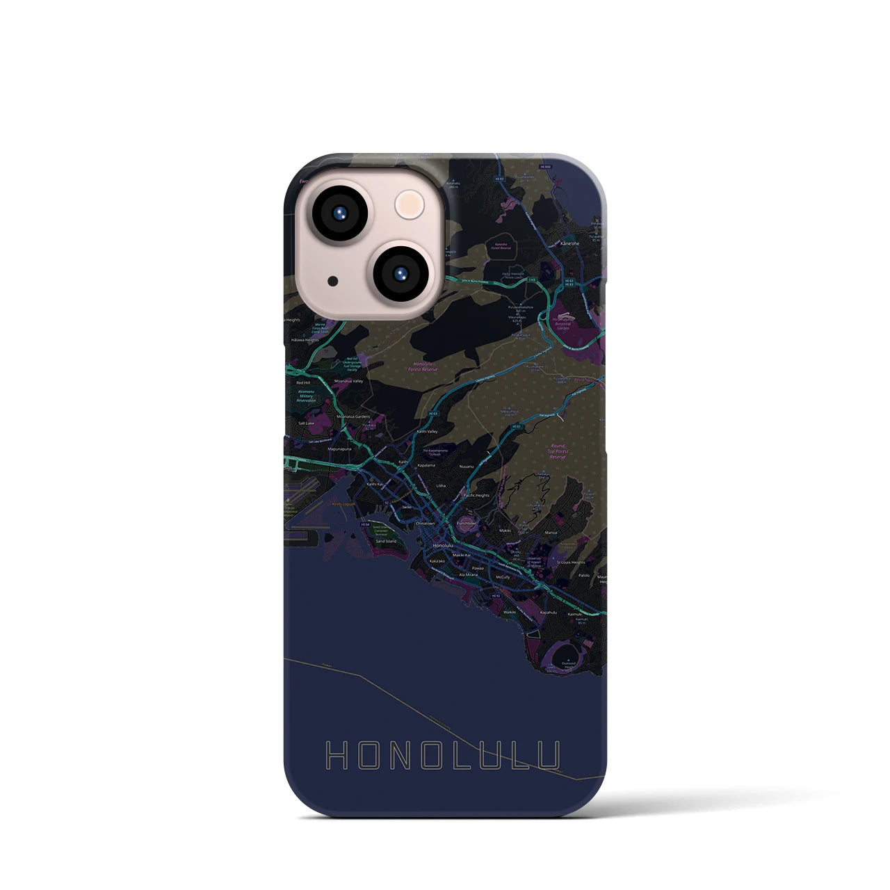 【ホノルル(アメリカ)】地図柄iPhoneケース(バックカバータイプ)