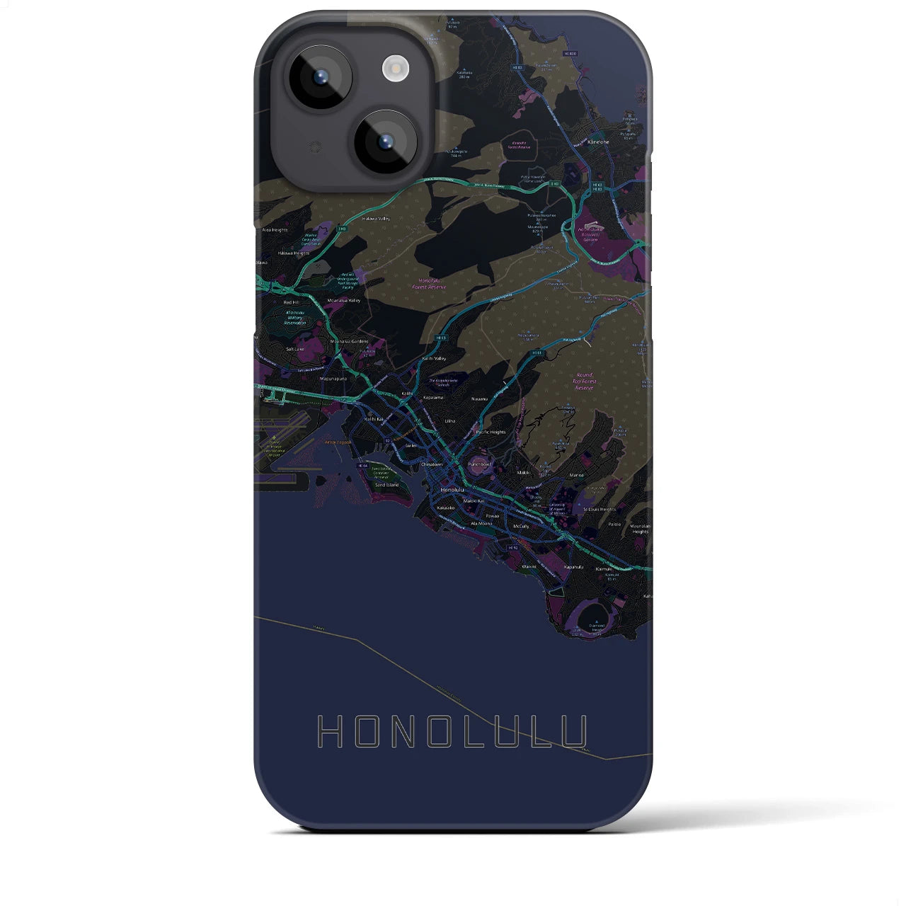 【ホノルル(アメリカ)】地図柄iPhoneケース(バックカバータイプ)