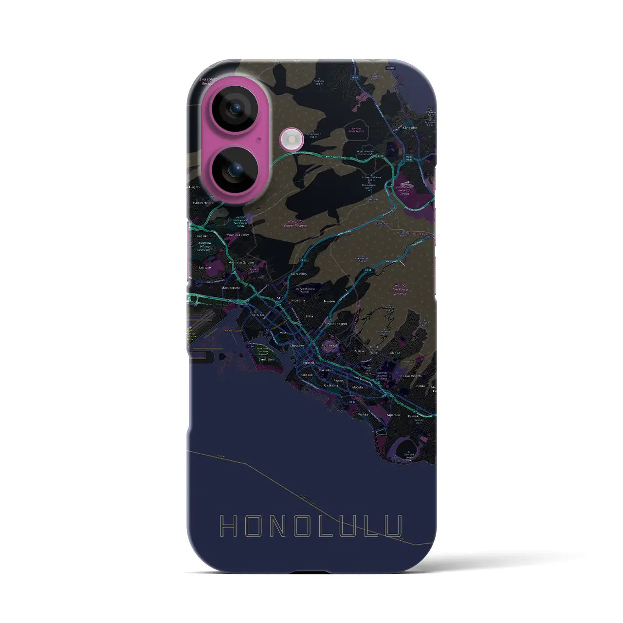 【ホノルル(アメリカ)】地図柄iPhoneケース(バックカバータイプ)