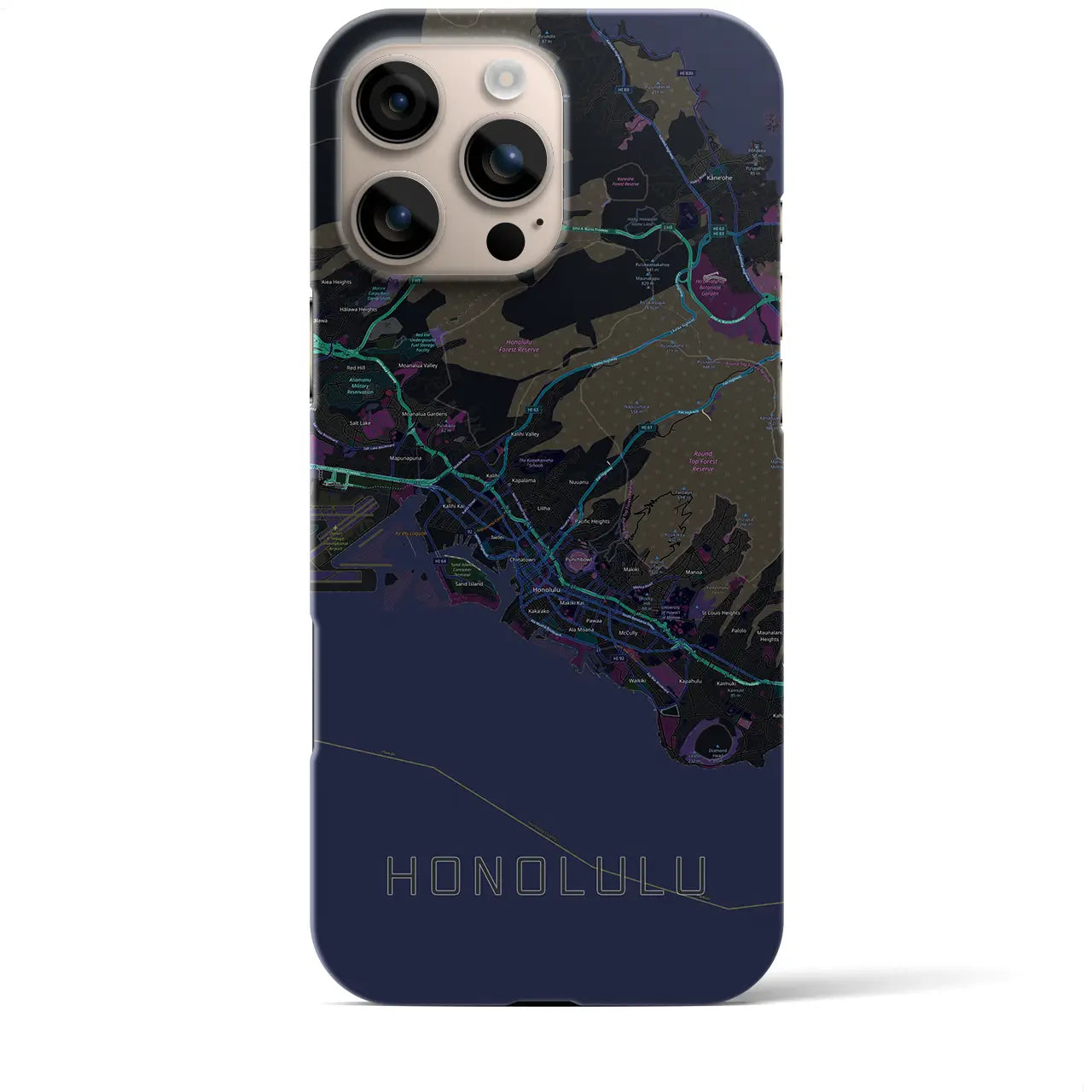【ホノルル(アメリカ)】地図柄iPhoneケース(バックカバータイプ)