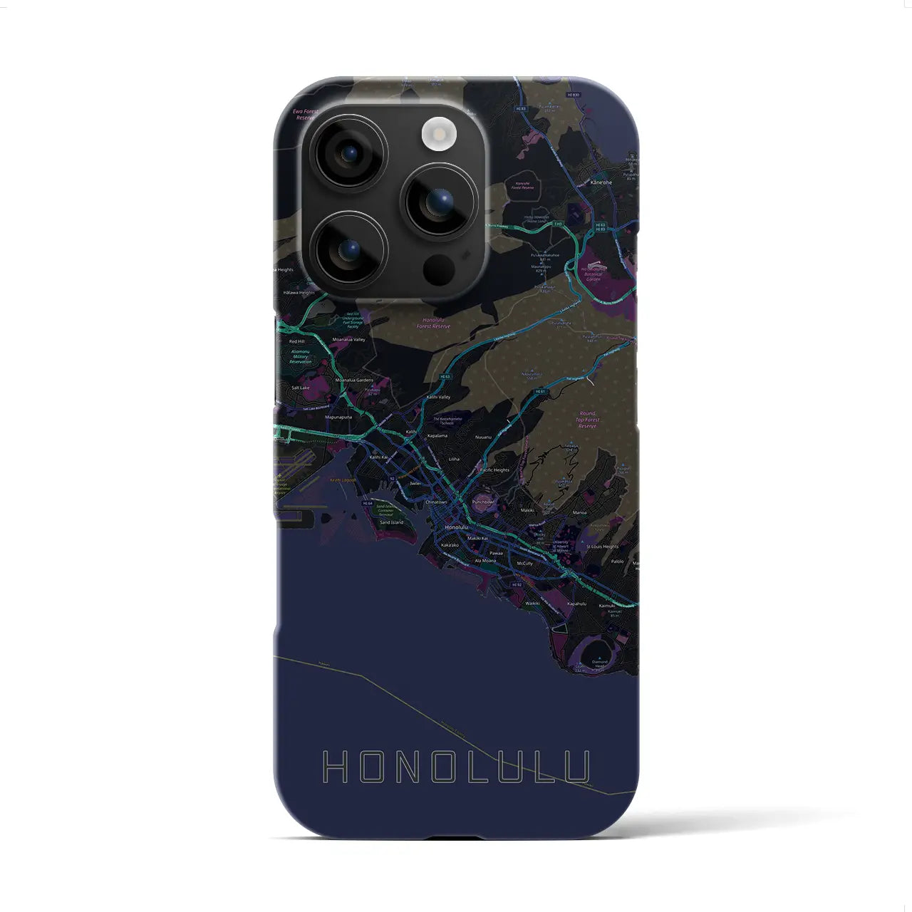 【ホノルル(アメリカ)】地図柄iPhoneケース(バックカバータイプ)