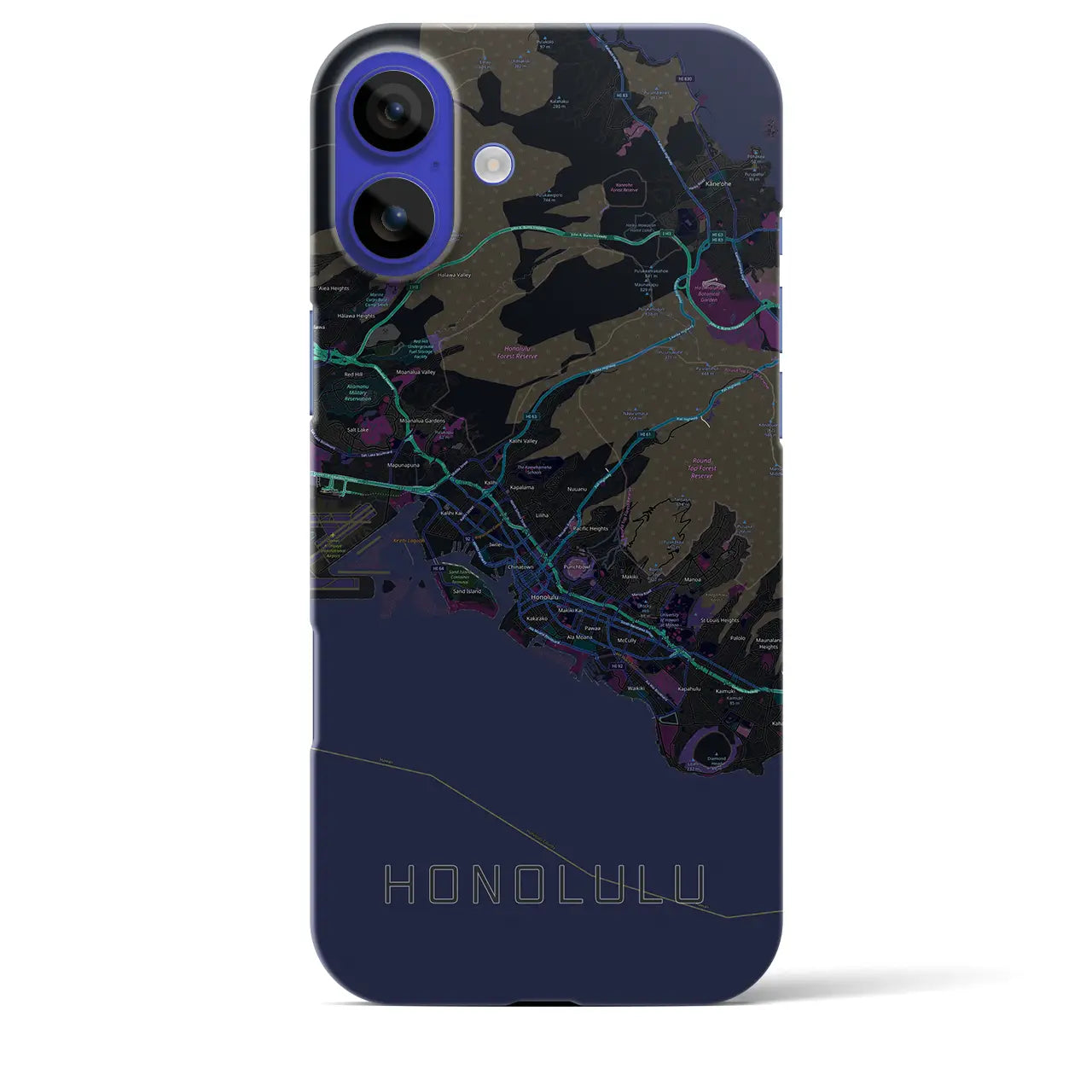 【ホノルル(アメリカ)】地図柄iPhoneケース(バックカバータイプ)