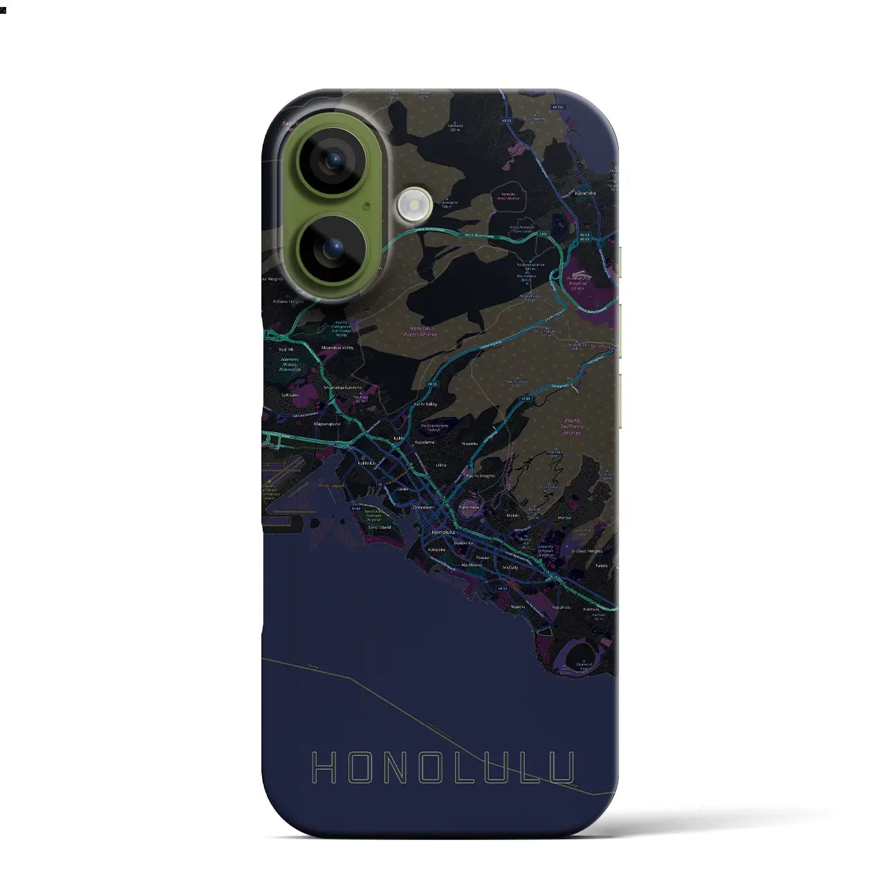 【ホノルル(アメリカ)】地図柄iPhoneケース(バックカバータイプ)