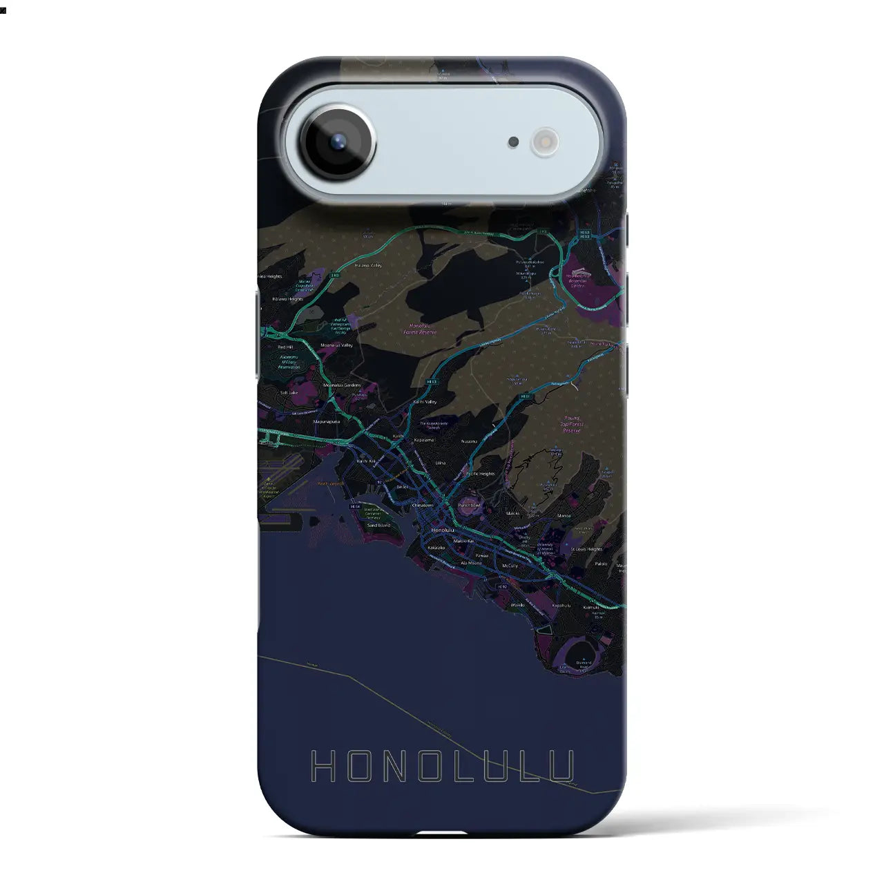 【ホノルル(アメリカ)】地図柄iPhoneケース(バックカバータイプ)