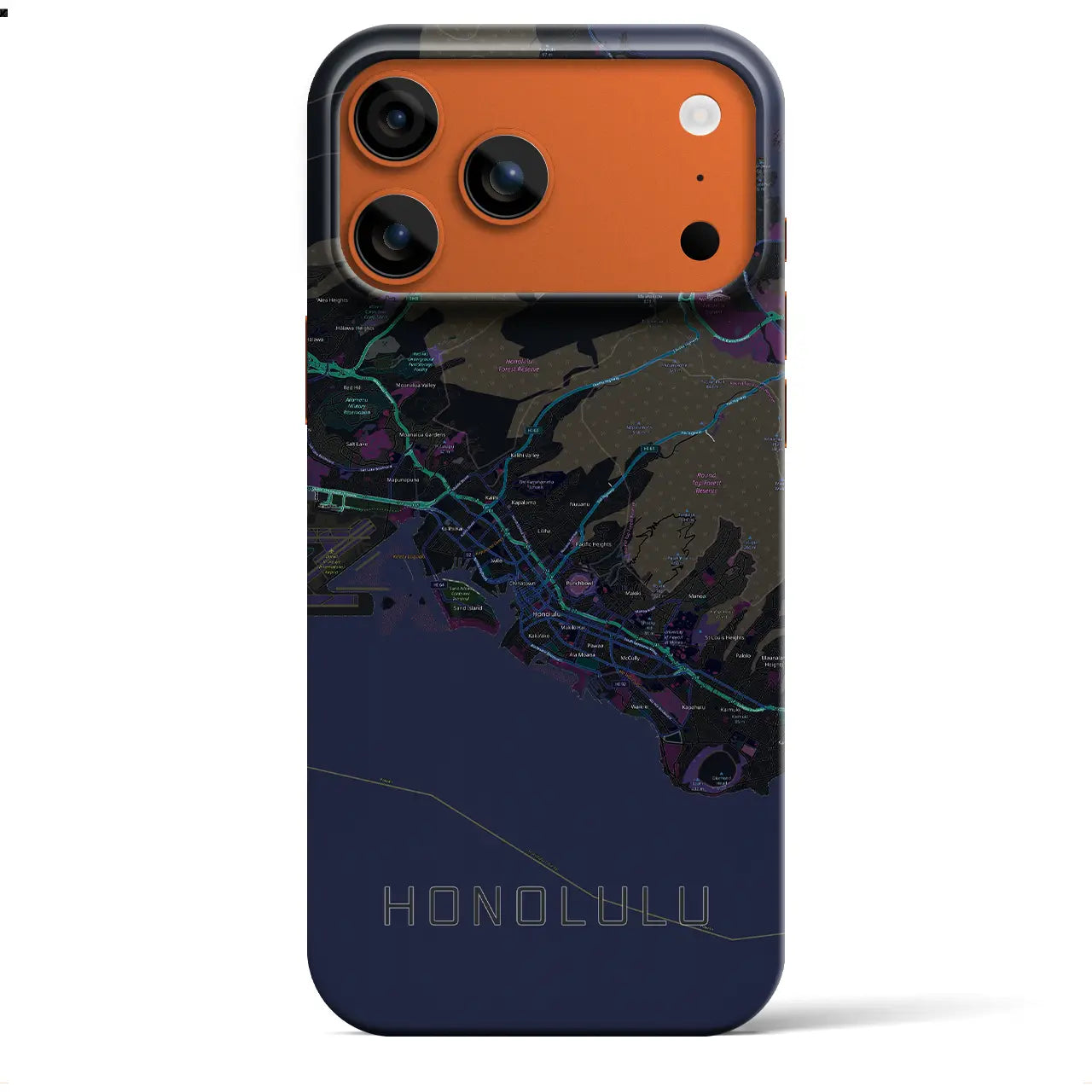 【ホノルル(アメリカ)】地図柄iPhoneケース(バックカバータイプ)