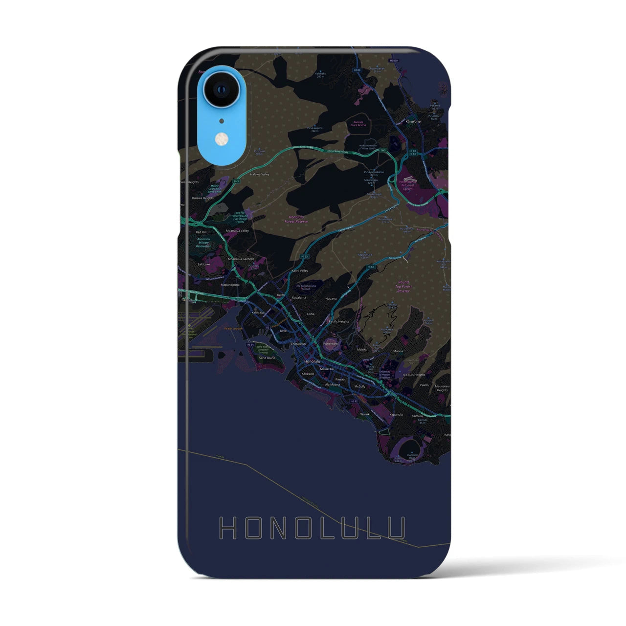 【ホノルル(アメリカ)】地図柄iPhoneケース(バックカバータイプ)