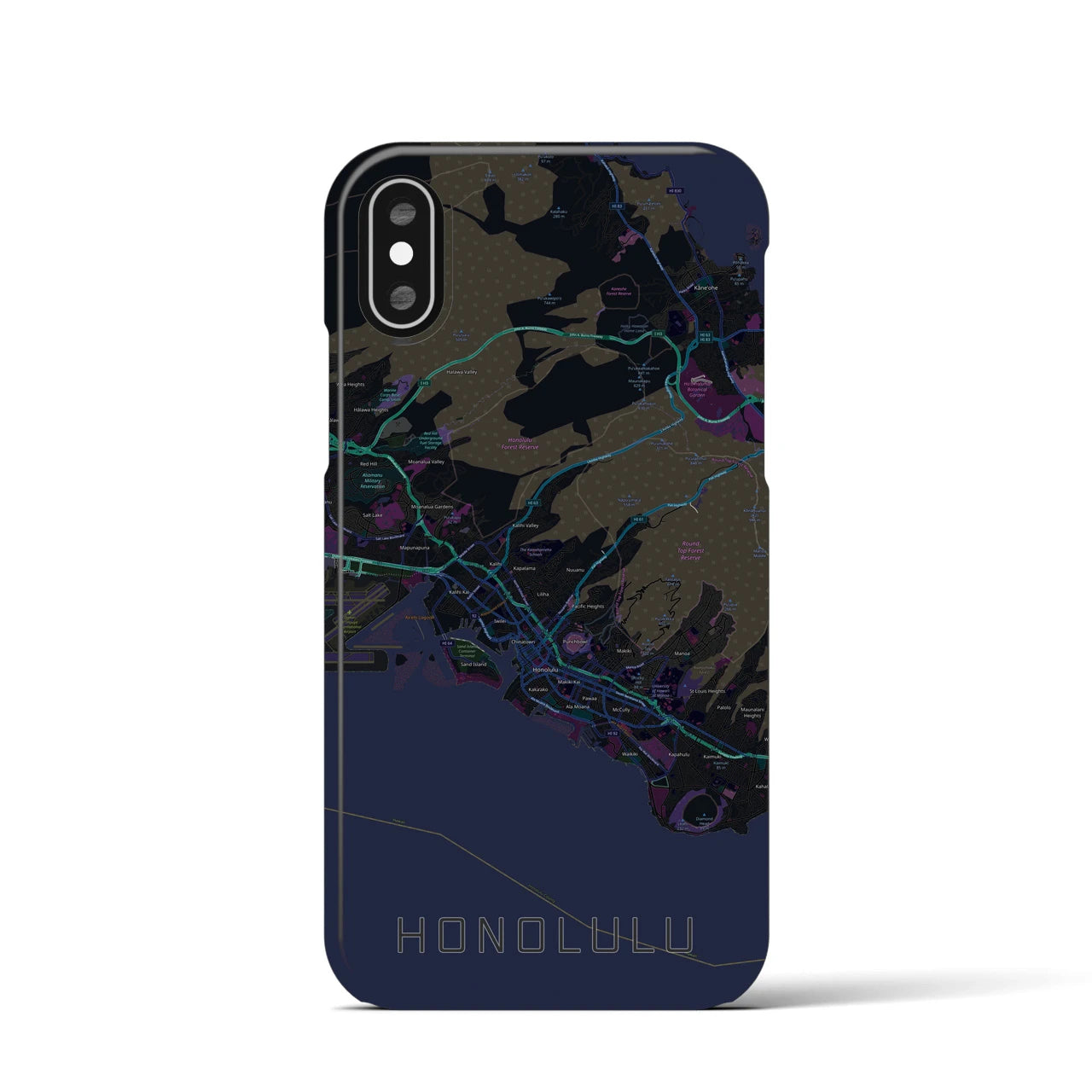 【ホノルル(アメリカ)】地図柄iPhoneケース(バックカバータイプ)