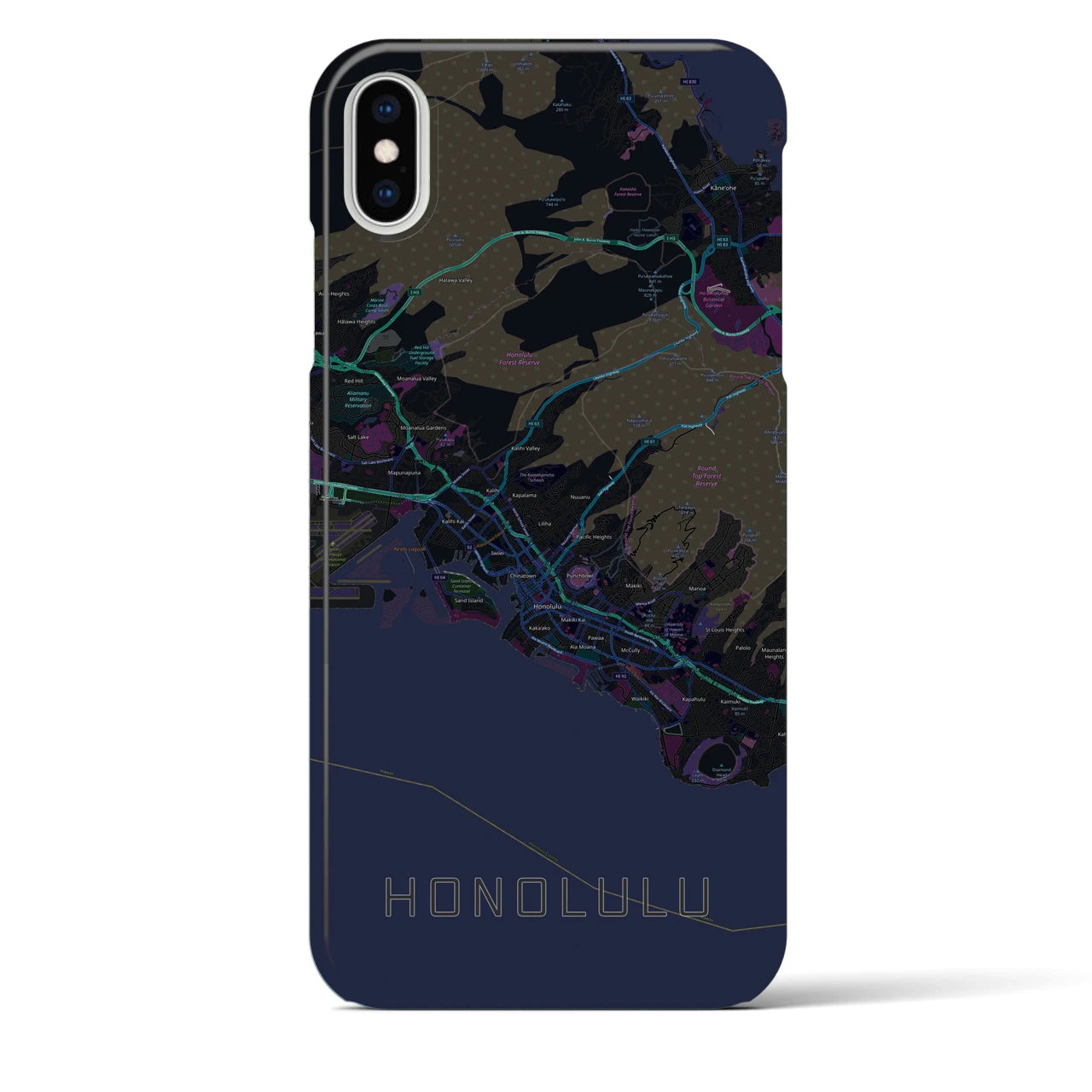 【ホノルル(アメリカ)】地図柄iPhoneケース(バックカバータイプ)