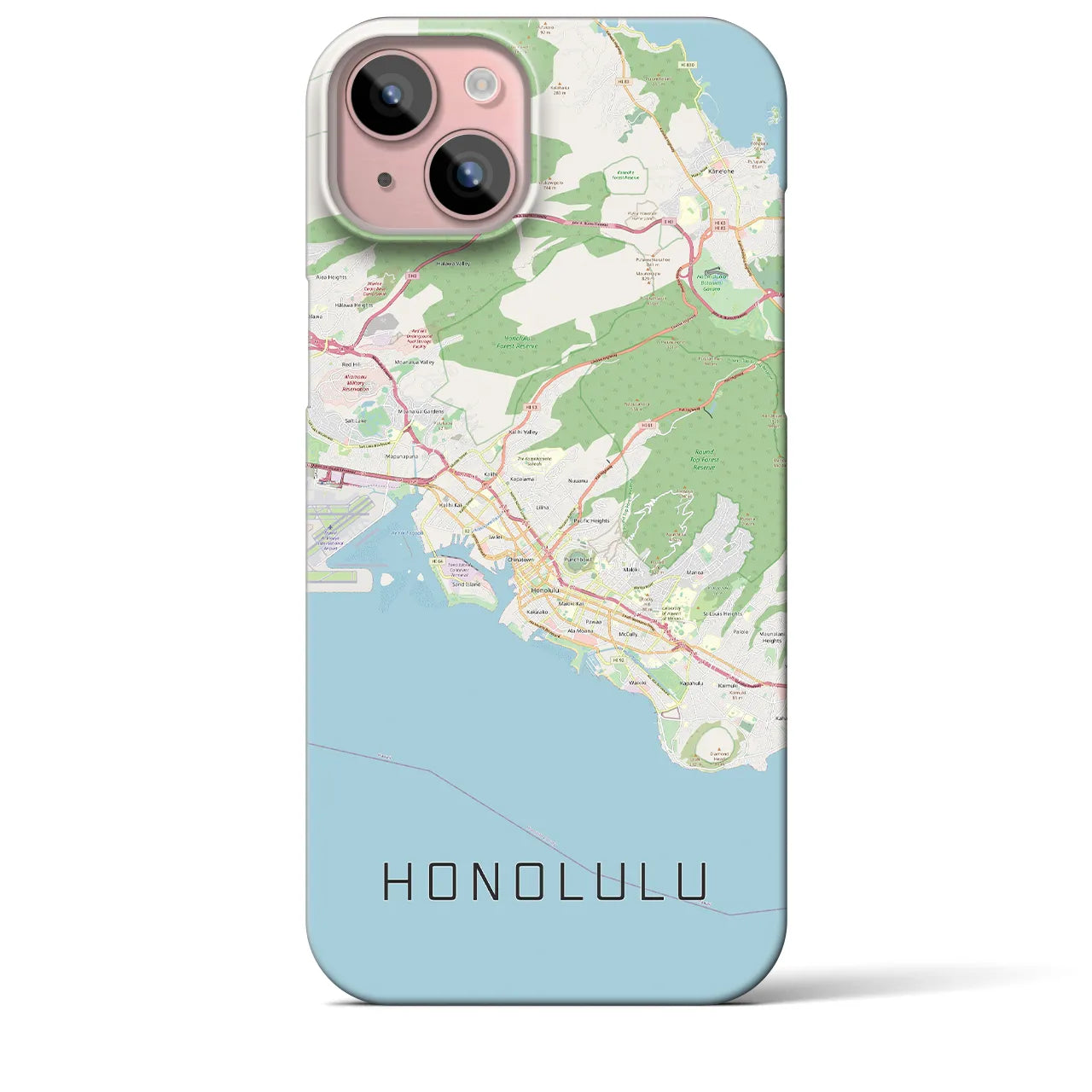 【ホノルル(アメリカ)】地図柄iPhoneケース(バックカバータイプ)