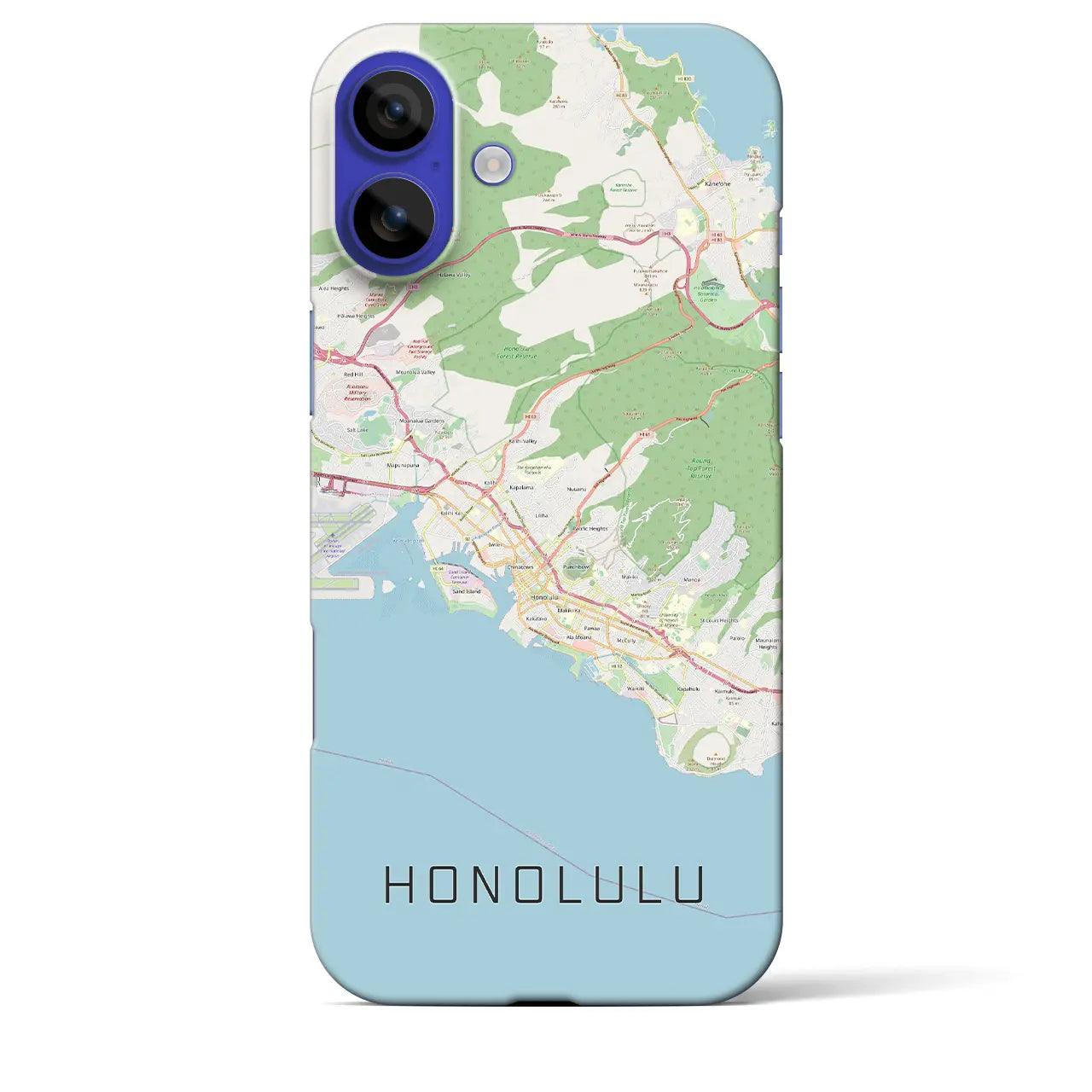 【ホノルル(アメリカ)】地図柄iPhoneケース(バックカバータイプ)