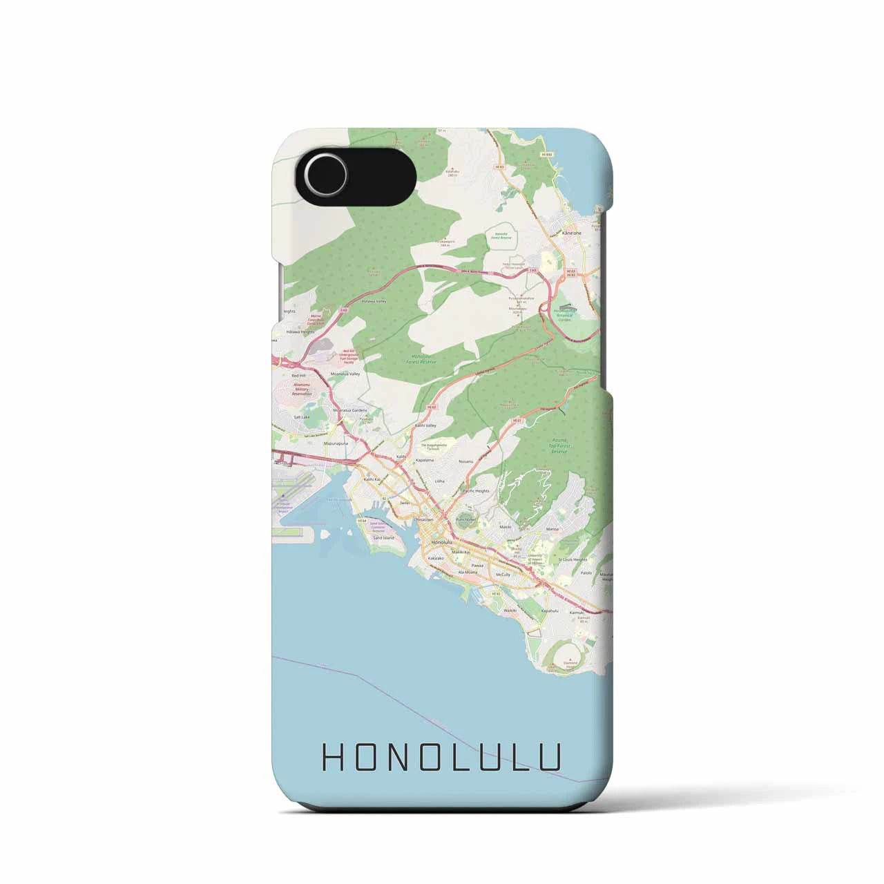 【ホノルル(アメリカ)】地図柄iPhoneケース(バックカバータイプ)