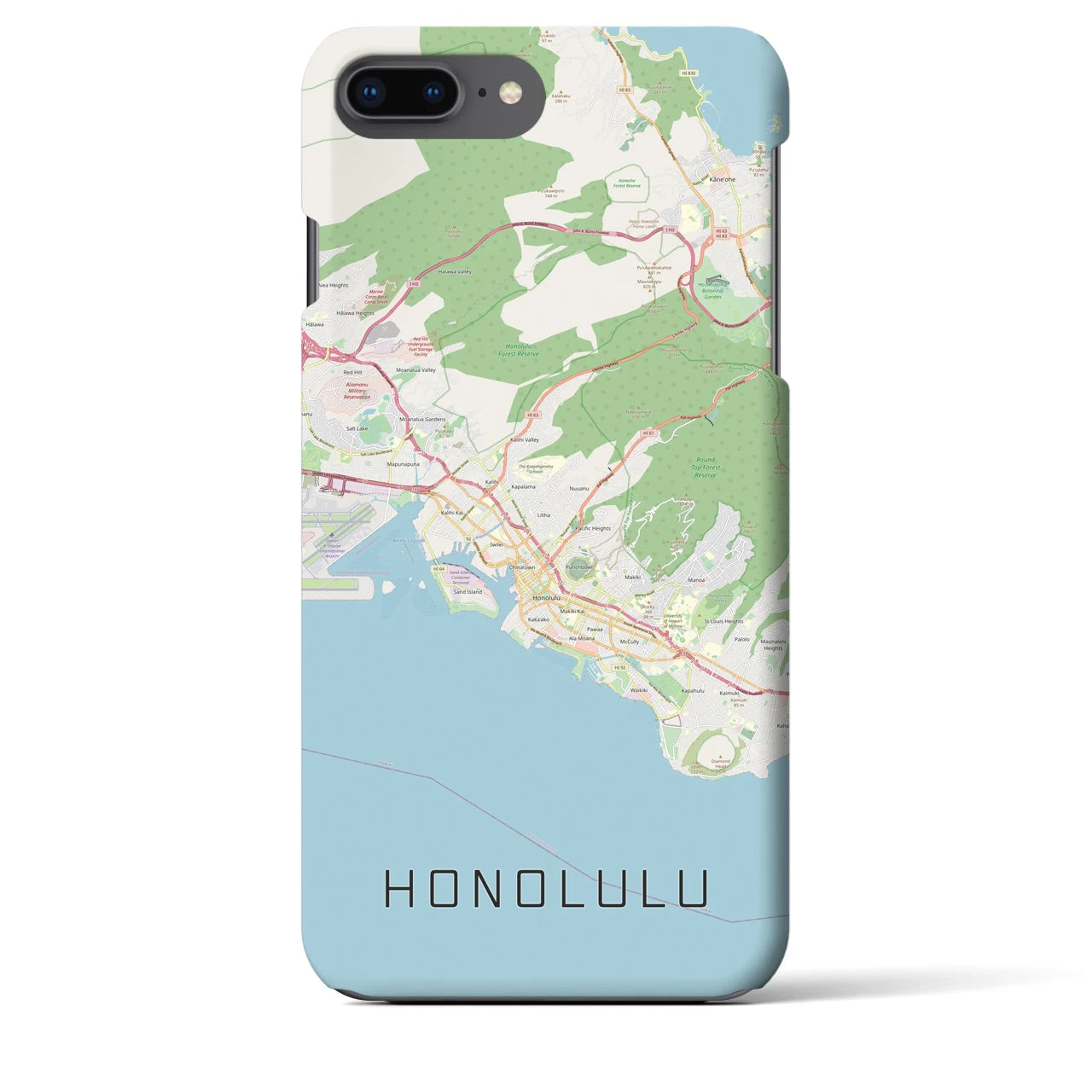 【ホノルル(アメリカ)】地図柄iPhoneケース(バックカバータイプ)