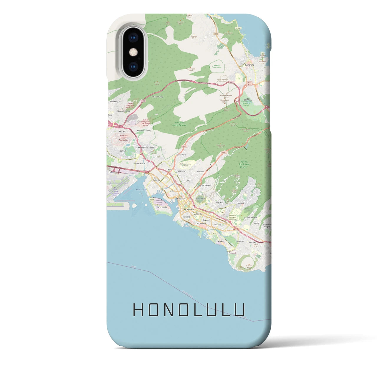 【ホノルル(アメリカ)】地図柄iPhoneケース(バックカバータイプ)