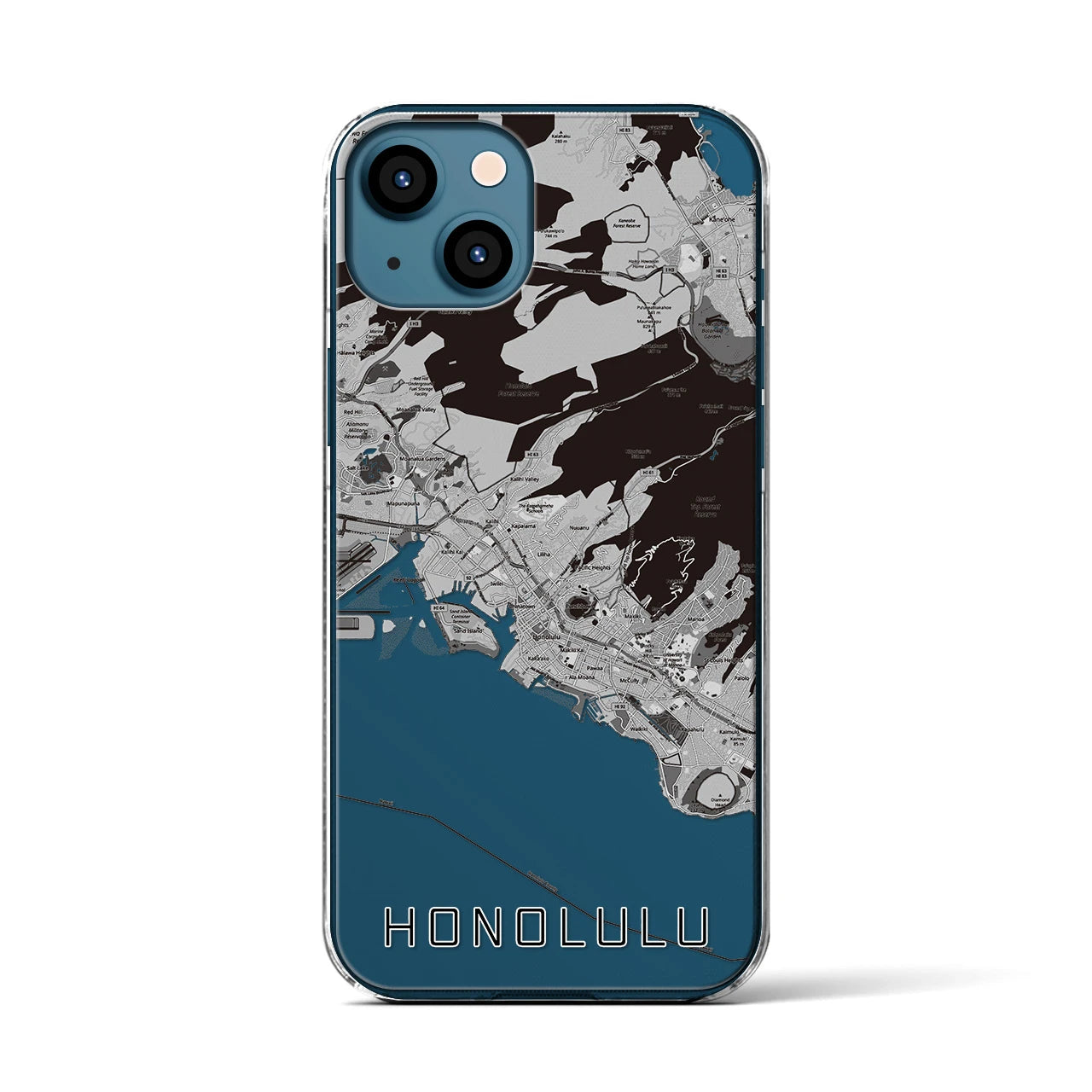 【ホノルル(アメリカ)】地図柄iPhoneケース(クリアタイプ)