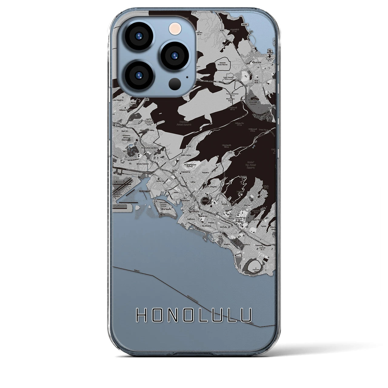 【ホノルル(アメリカ)】地図柄iPhoneケース(クリアタイプ)