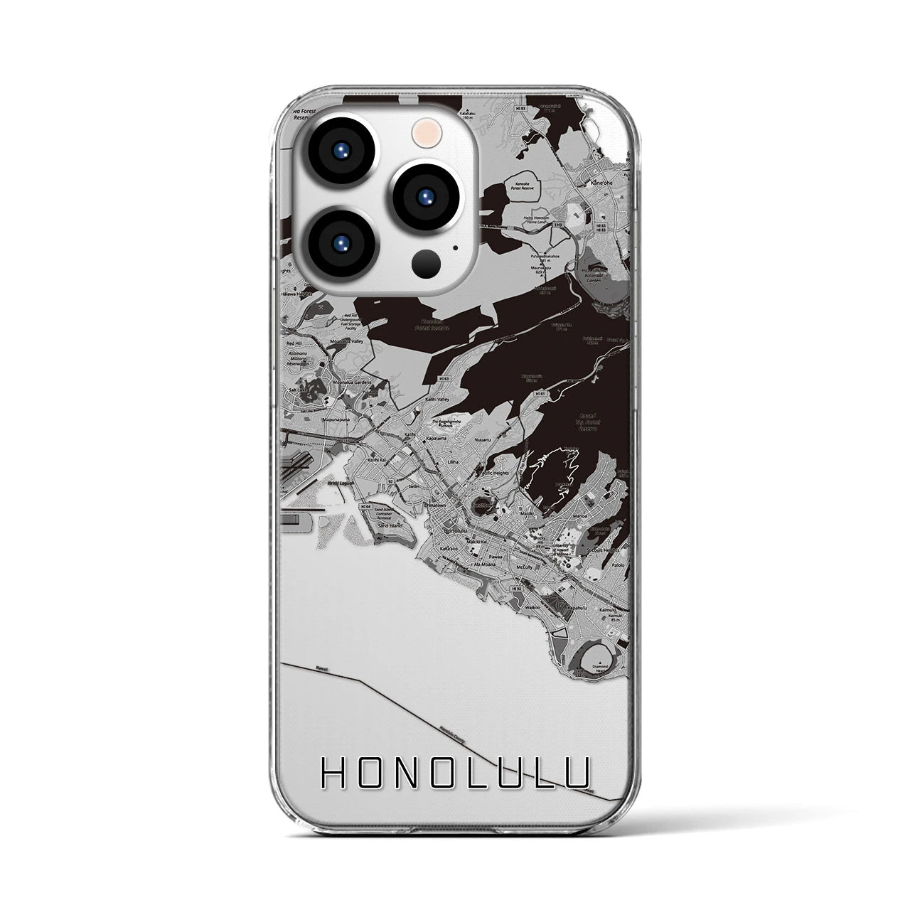 【ホノルル(アメリカ)】地図柄iPhoneケース(クリアタイプ)