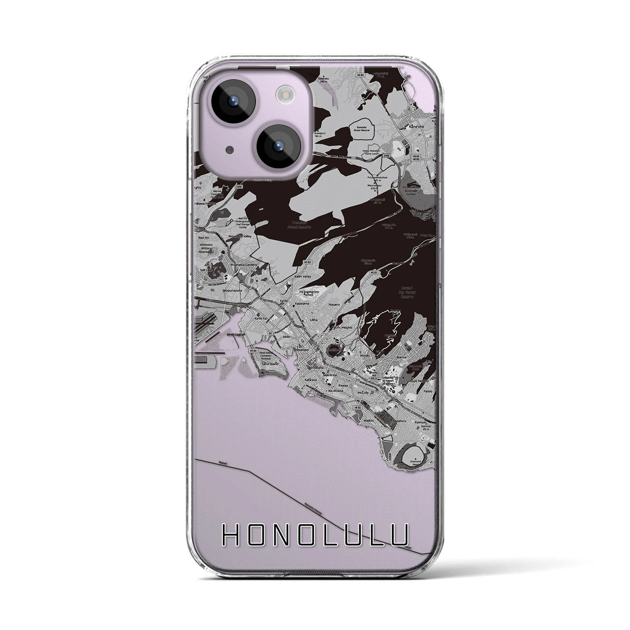 【ホノルル(アメリカ)】地図柄iPhoneケース(クリアタイプ)