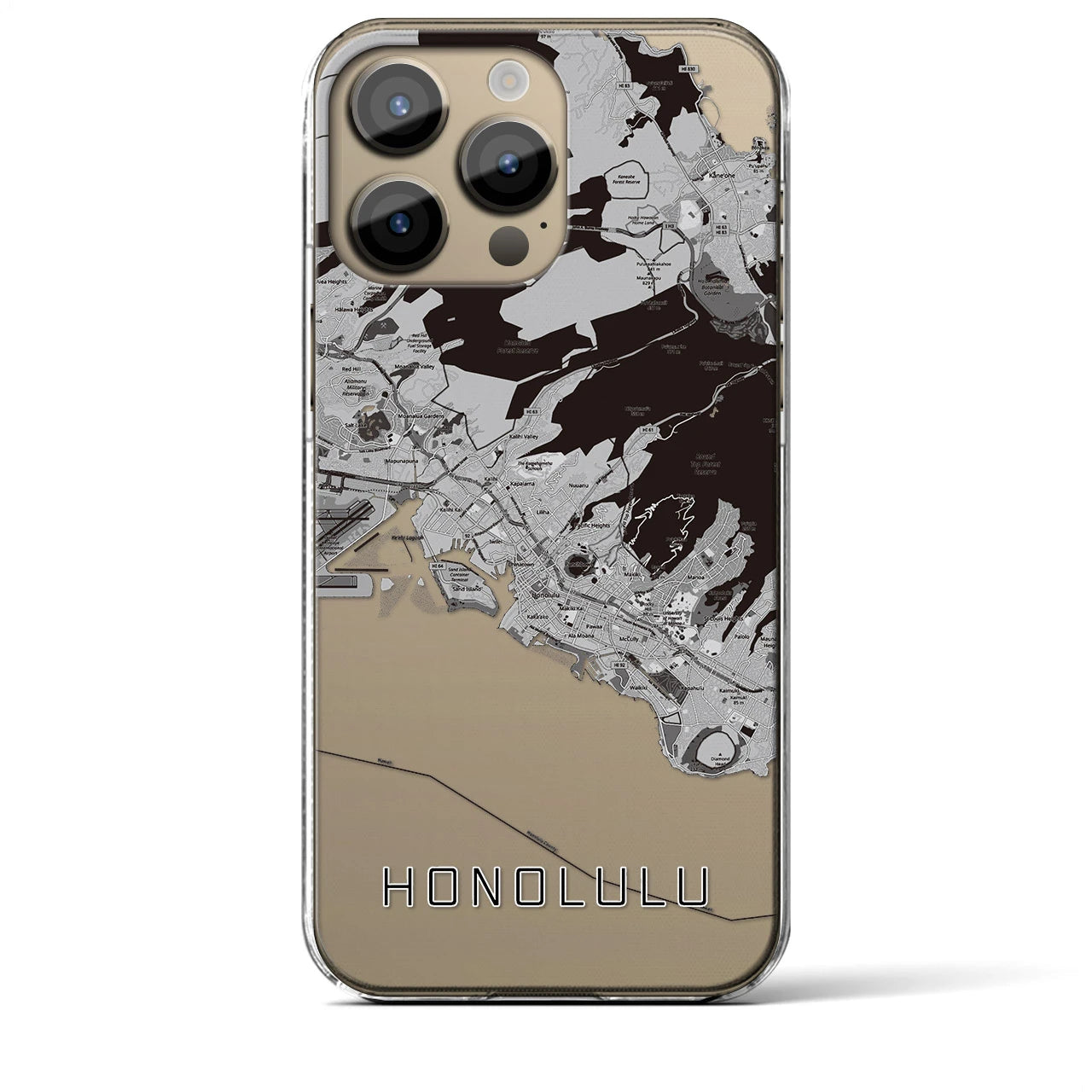 【ホノルル(アメリカ)】地図柄iPhoneケース(クリアタイプ)