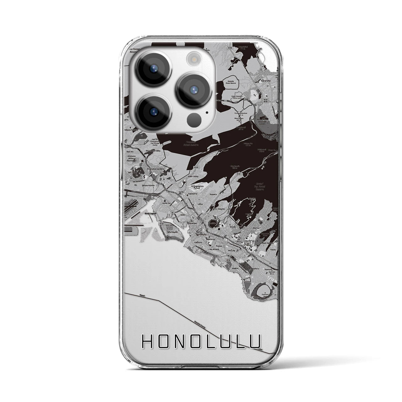 【ホノルル(アメリカ)】地図柄iPhoneケース(クリアタイプ)